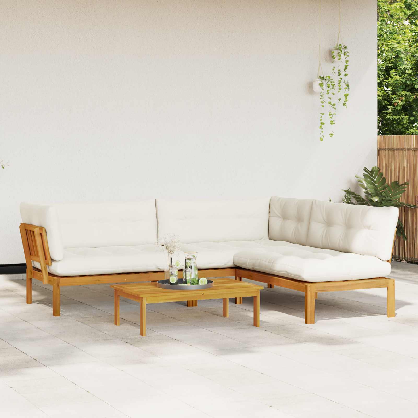 4 Stuk Garden Pallet Sofa Units Massief Acaciahout Naturel image 4