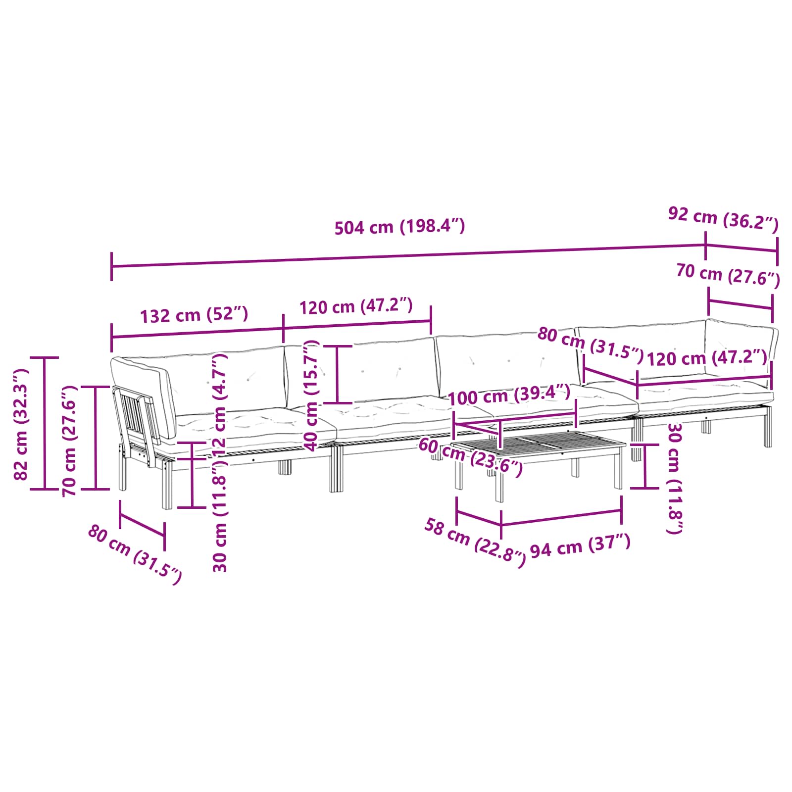 5 Stuk Garden Pallet Sofa Units Massief Acaciahout Naturel image 12