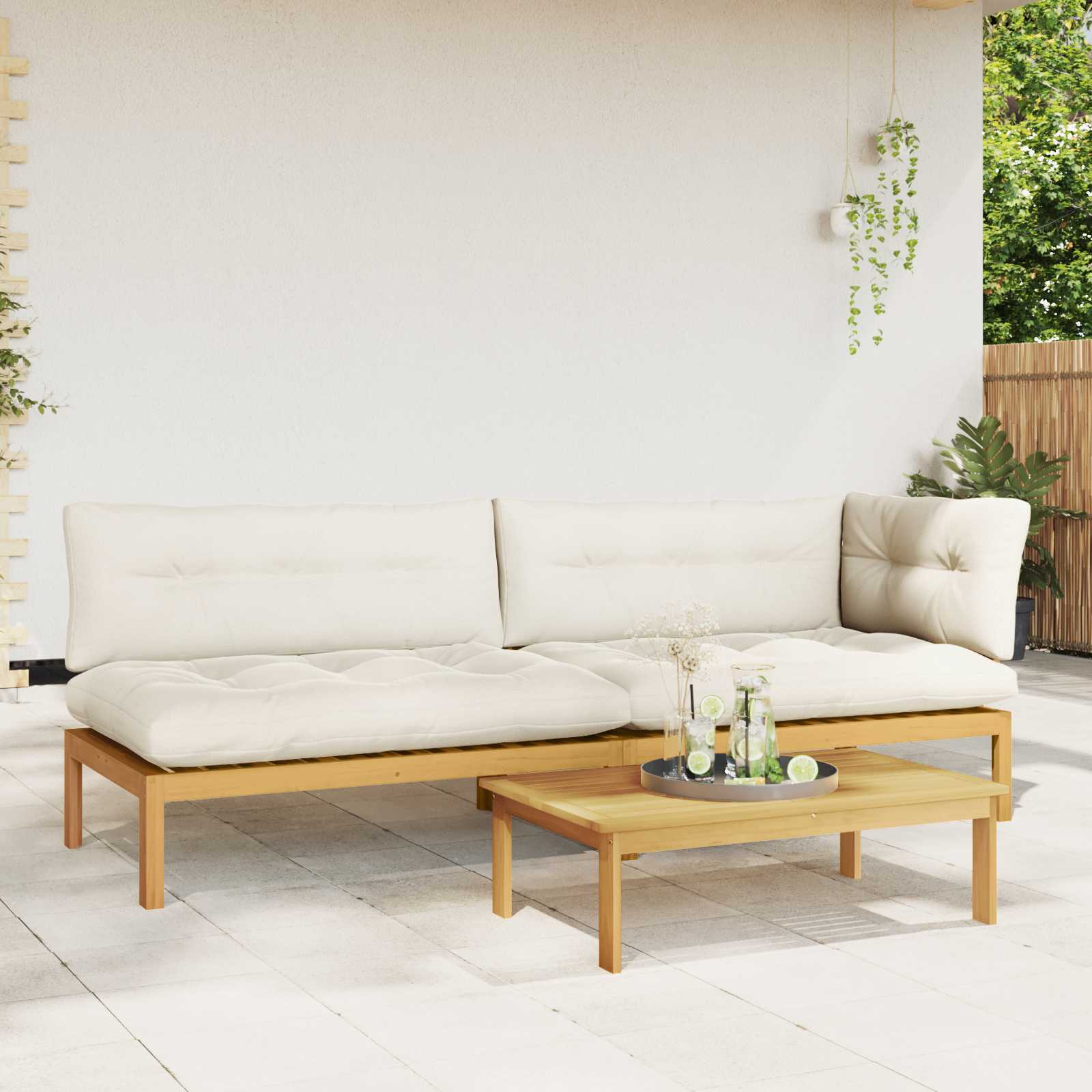 3 Stuk Garden Pallet Sofa Units Massief Acaciahout Licht Bruin image 4