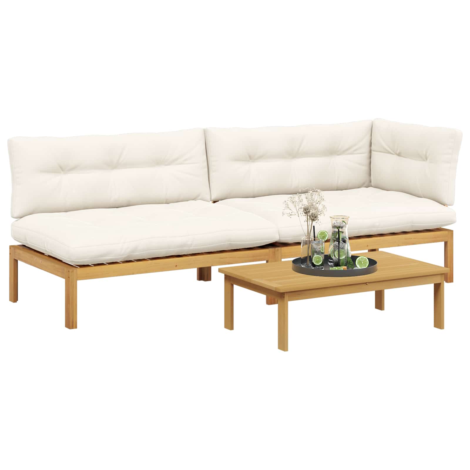 3 Stuk Garden Pallet Sofa Units Massief Acaciahout Licht Bruin image 3