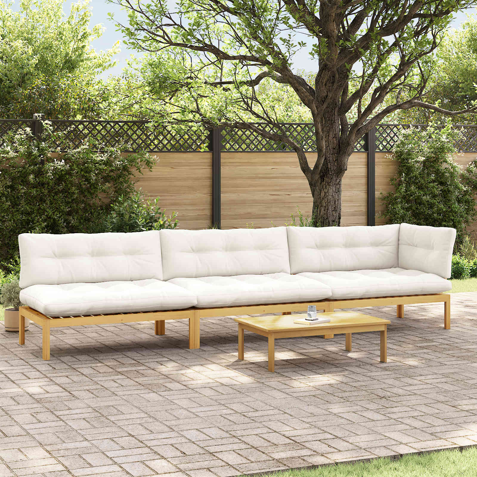 4 Stuk Garden Pallet Sofa Units Massief Acaciahout Licht Bruin image 1