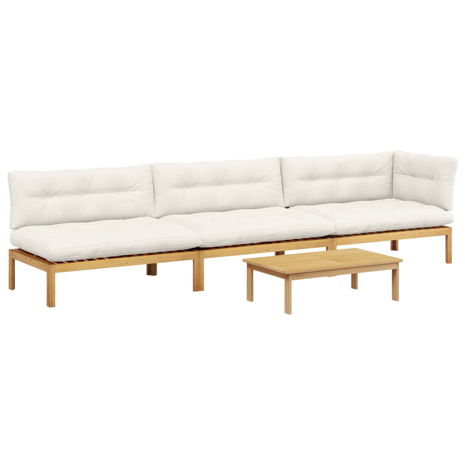 4 Stuk Garden Pallet Sofa Units Massief Acaciahout Licht Bruin image 2