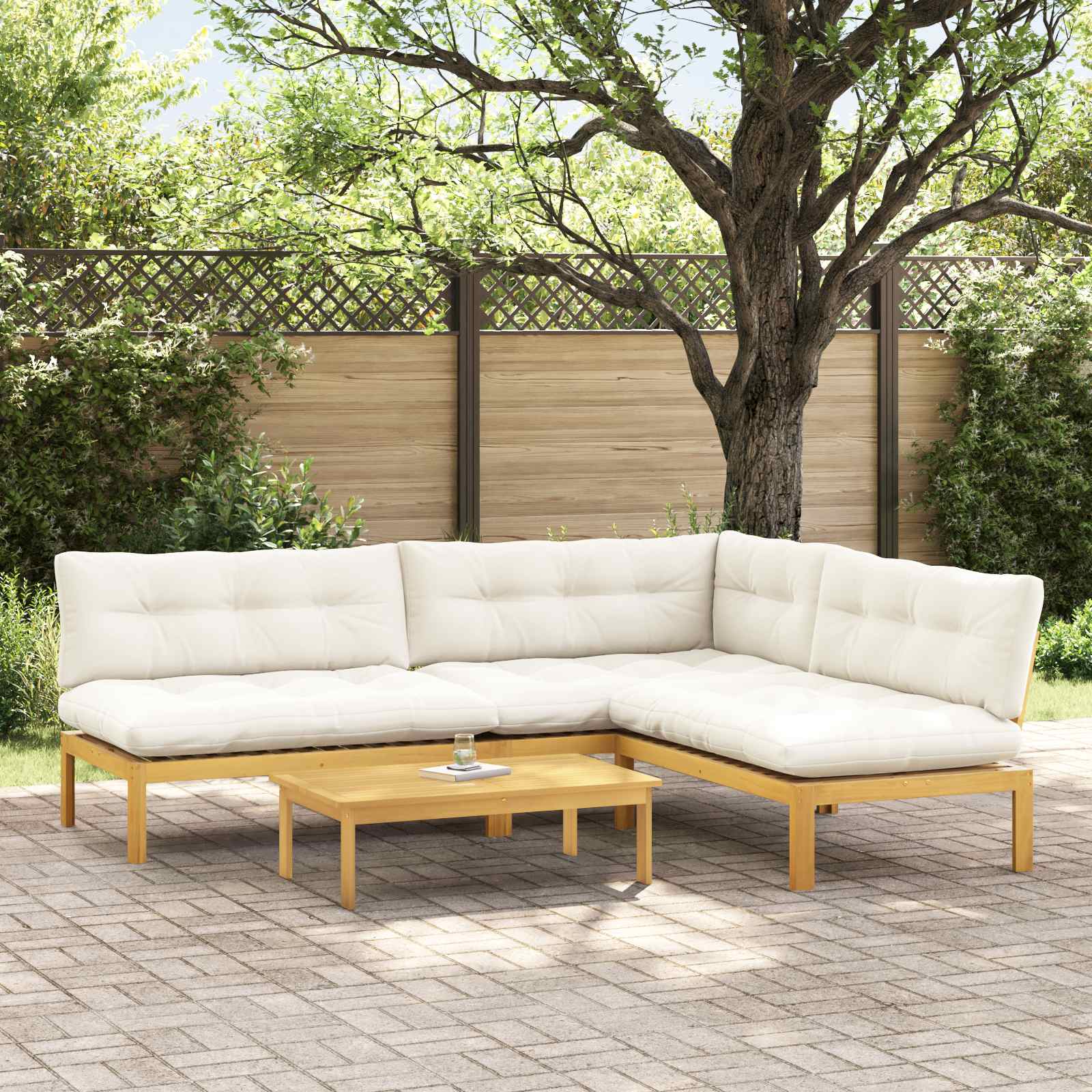 4 Stuk Garden Pallet Sofa Units Massief Acaciahout Licht Bruin image 1