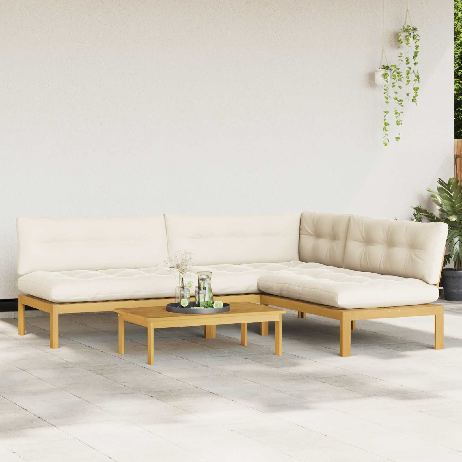 4 Stuk Garden Pallet Sofa Units Massief Acaciahout Licht Bruin image 4