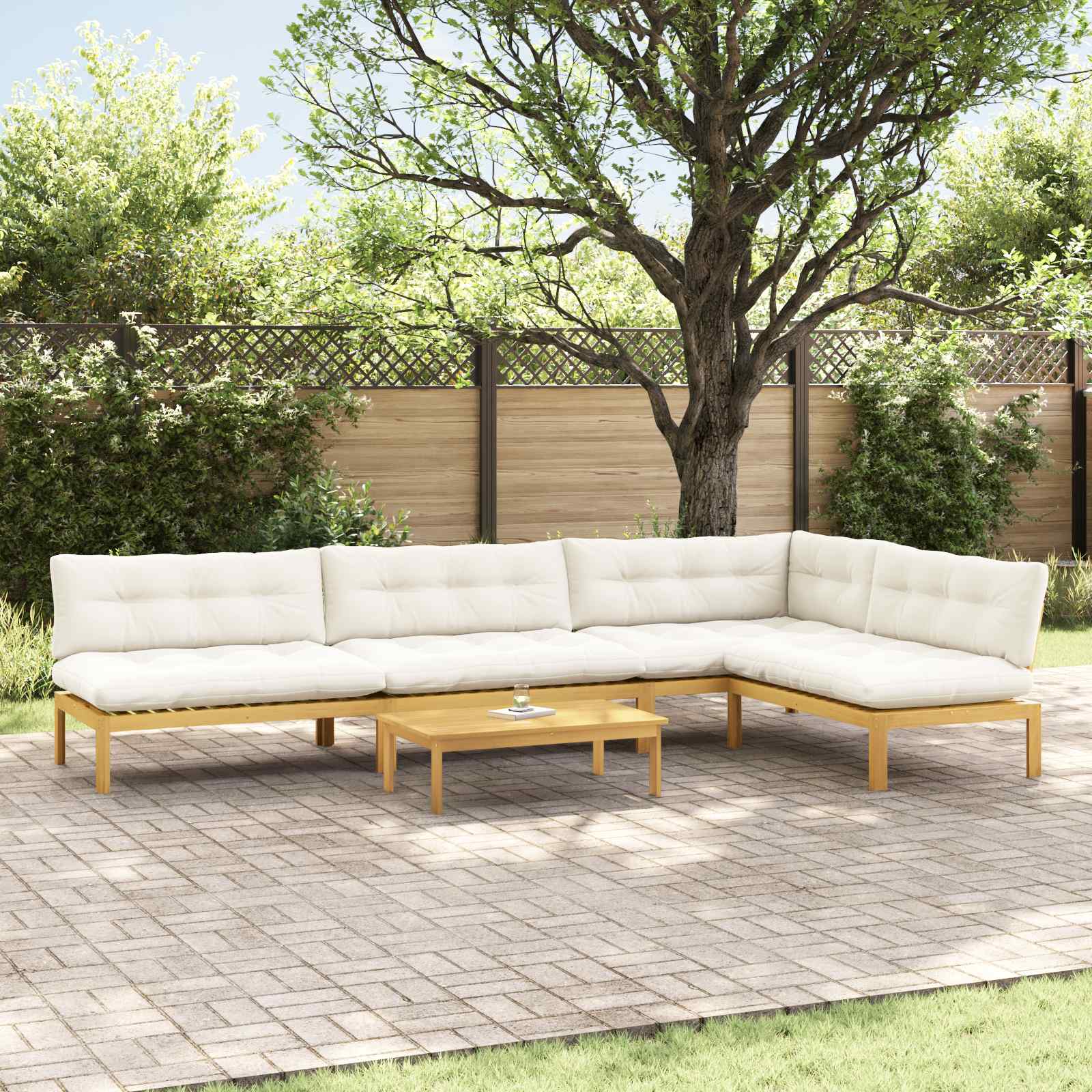 5 Stuk Garden Pallet Sofa Units Massief Acaciahout Licht Bruin image 1