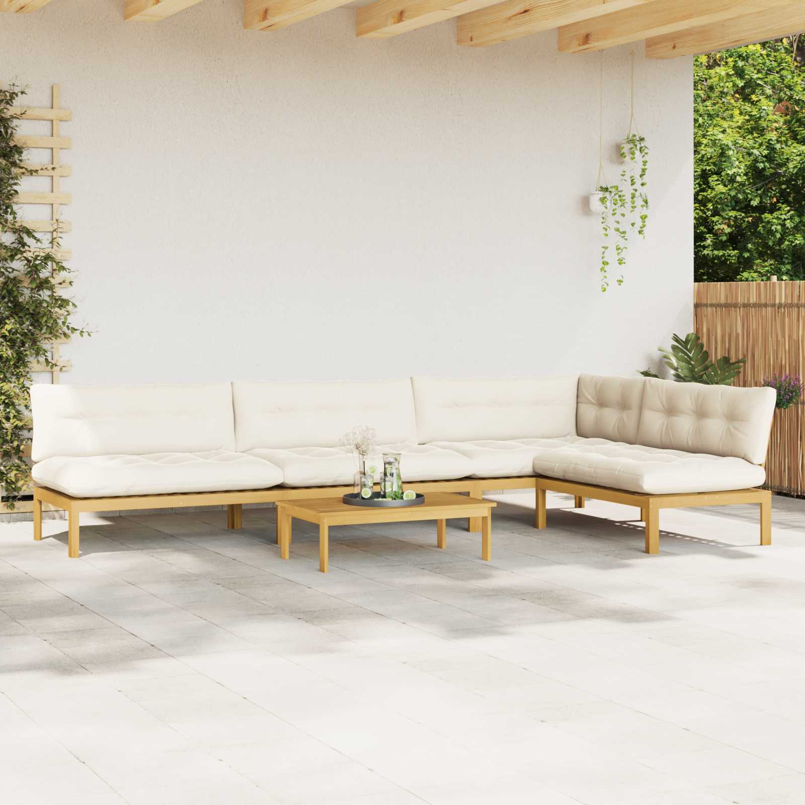 5 Stuk Garden Pallet Sofa Units Massief Acaciahout Licht Bruin image 4