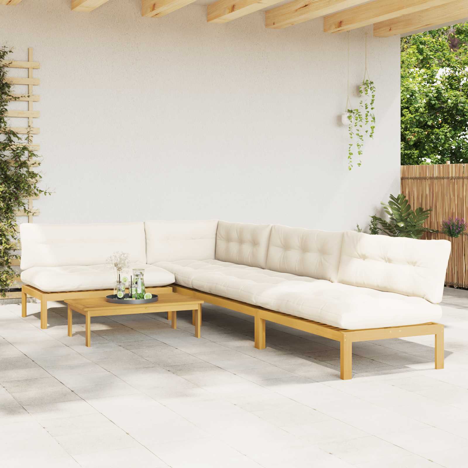 5 Stuk Garden Pallet Sofa Units Massief Acaciahout Licht Bruin image 4