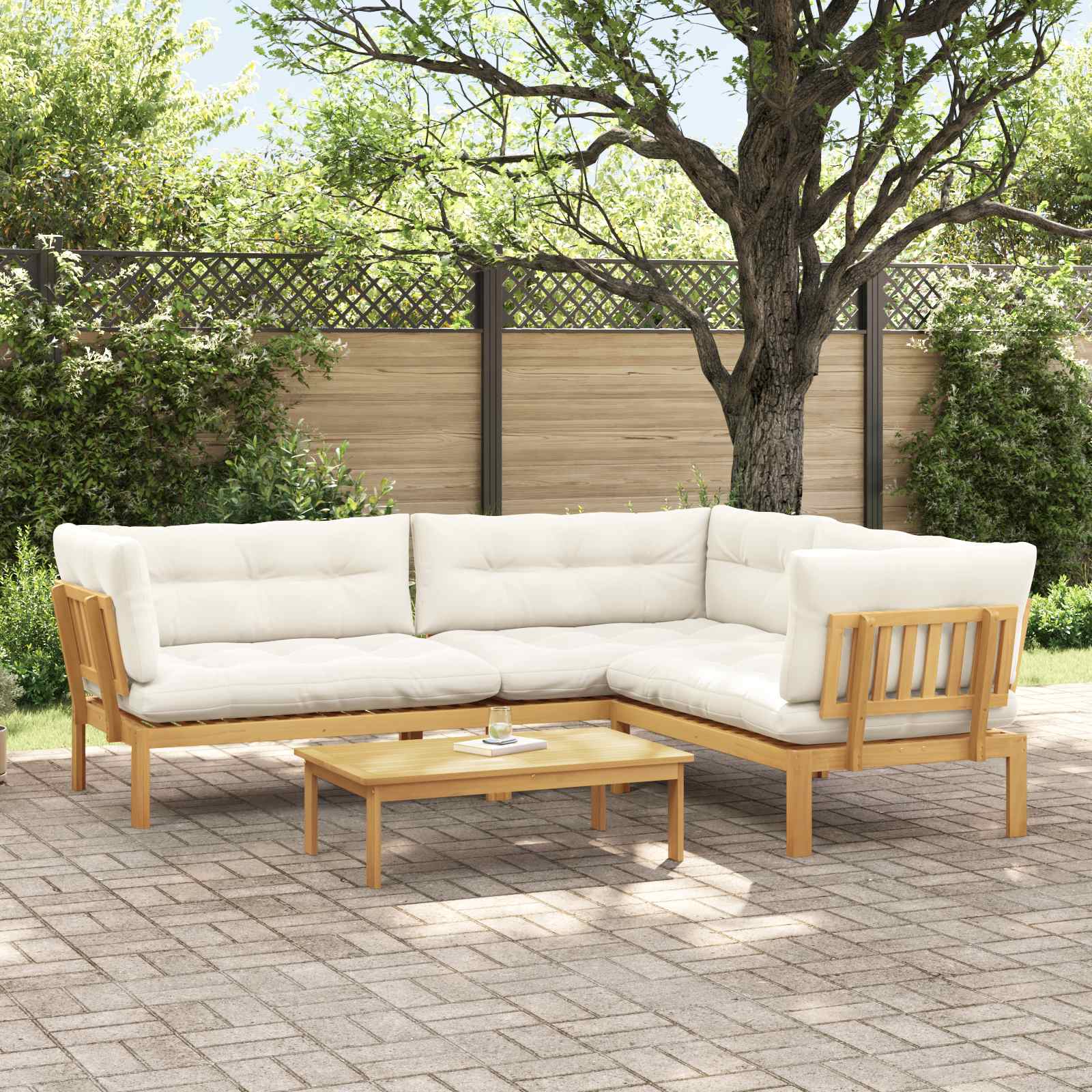 4 Stuk Garden Pallet Sofa Units Massief Acaciahout Licht Bruin image 1