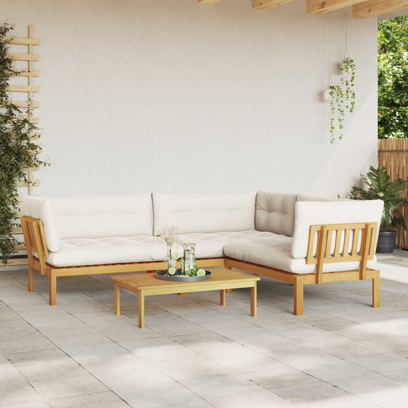 4 Stuk Garden Pallet Sofa Units Massief Acaciahout Licht Bruin image 4