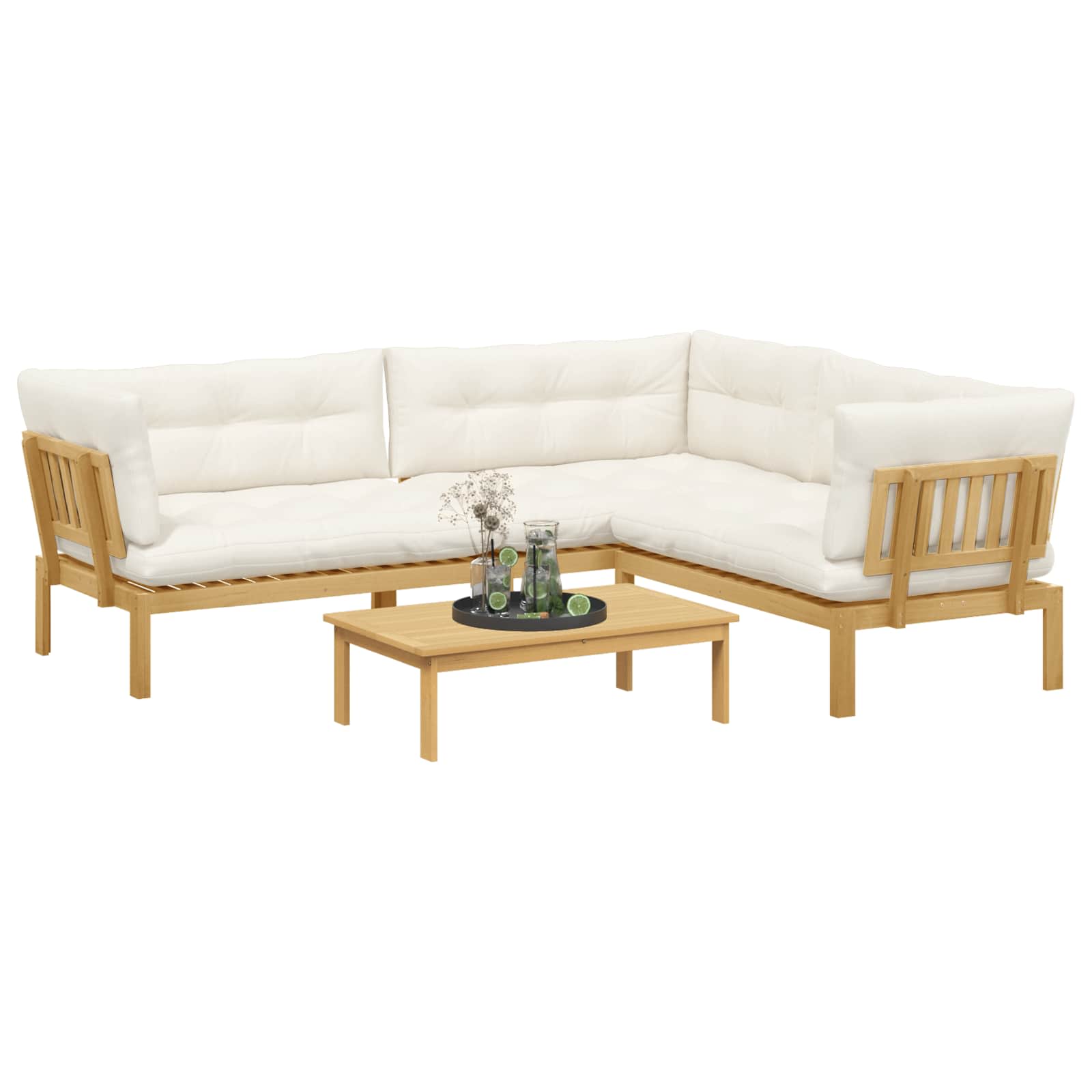 4 Stuk Garden Pallet Sofa Units Massief Acaciahout Licht Bruin image 3