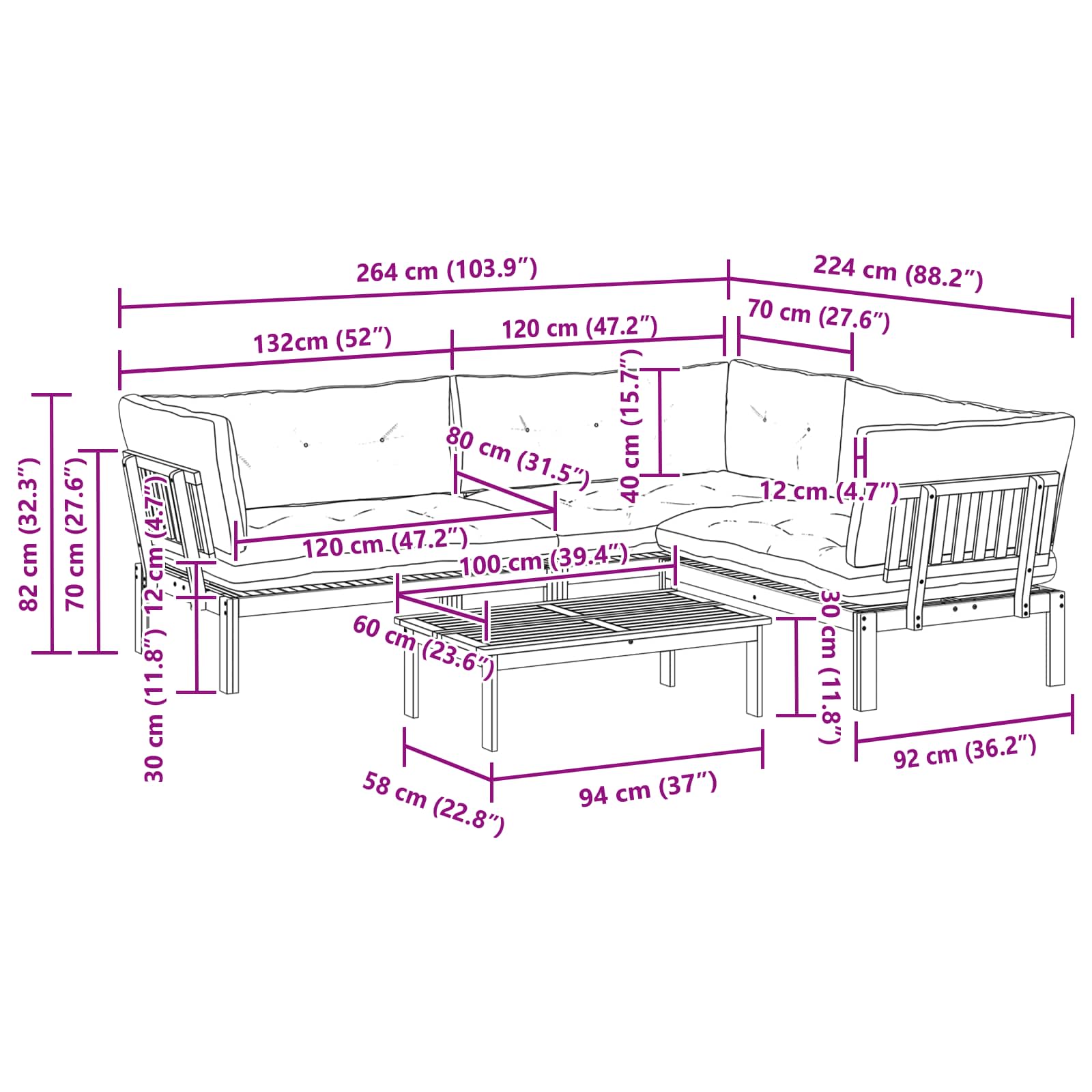 4 Stuk Garden Pallet Sofa Units Massief Acaciahout Licht Bruin image 12