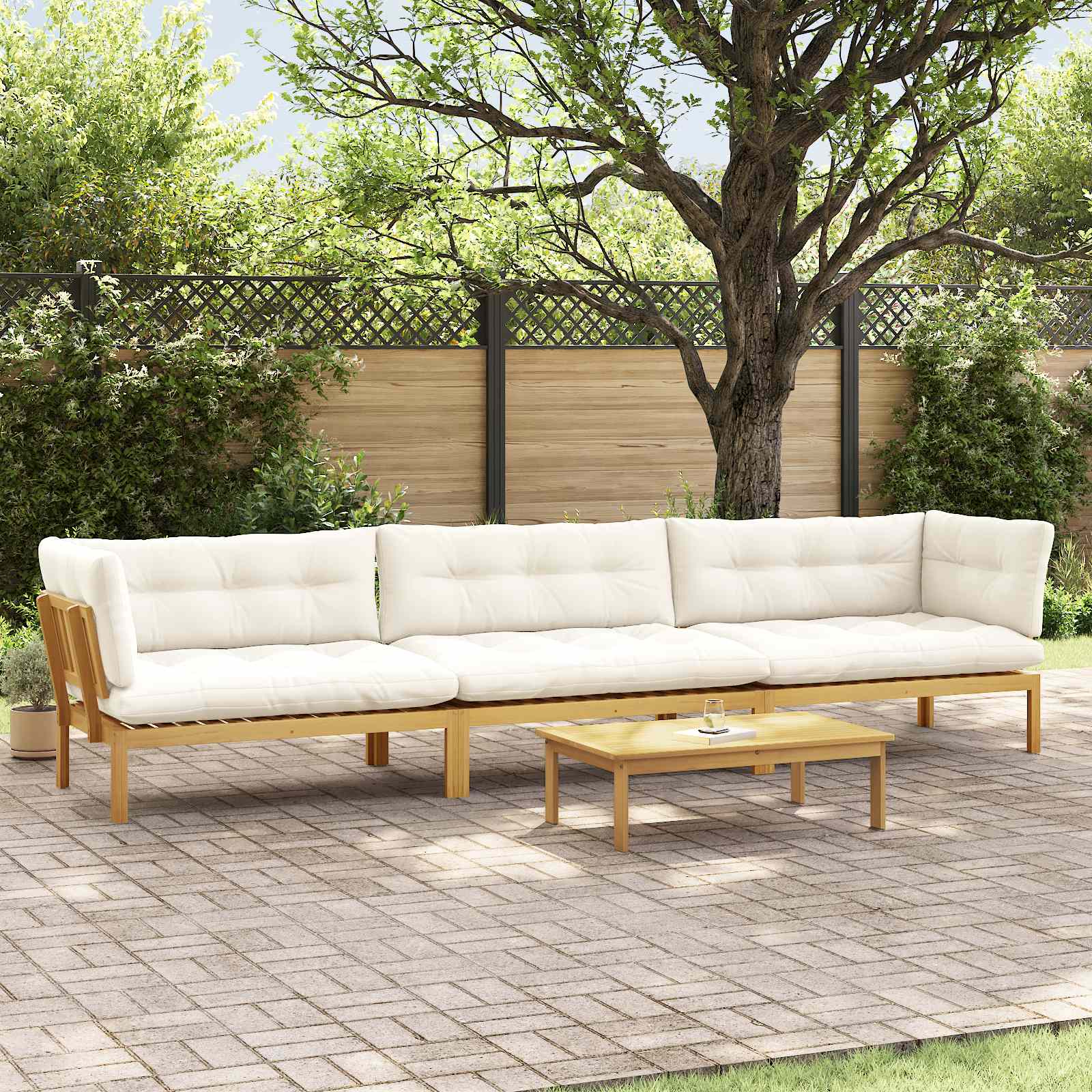 4 Stuk Garden Pallet Sofa Units Massief Acaciahout Licht Bruin image 1
