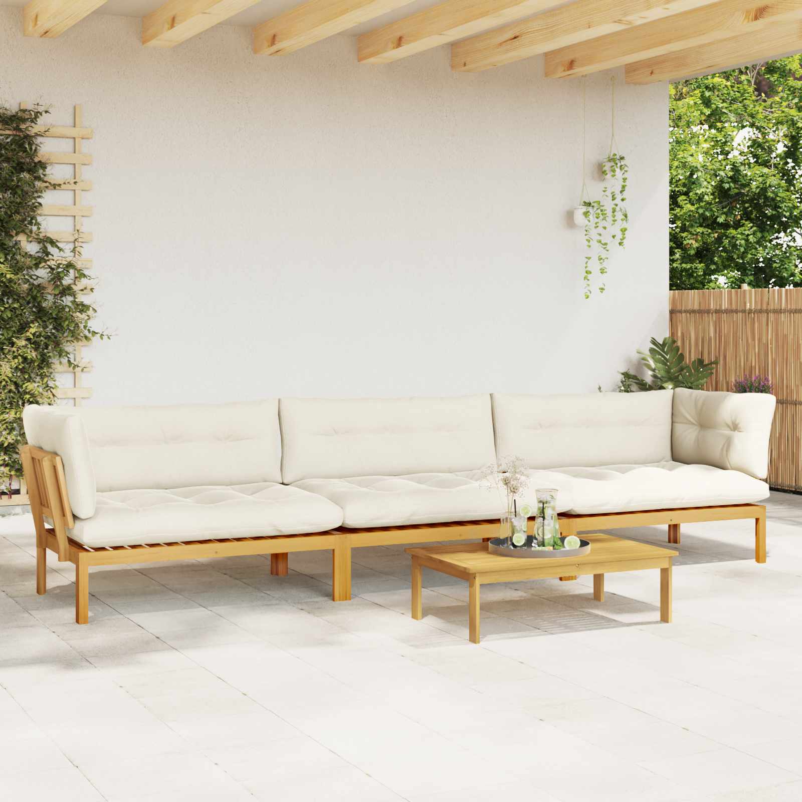 4 Stuk Garden Pallet Sofa Units Massief Acaciahout Licht Bruin image 4