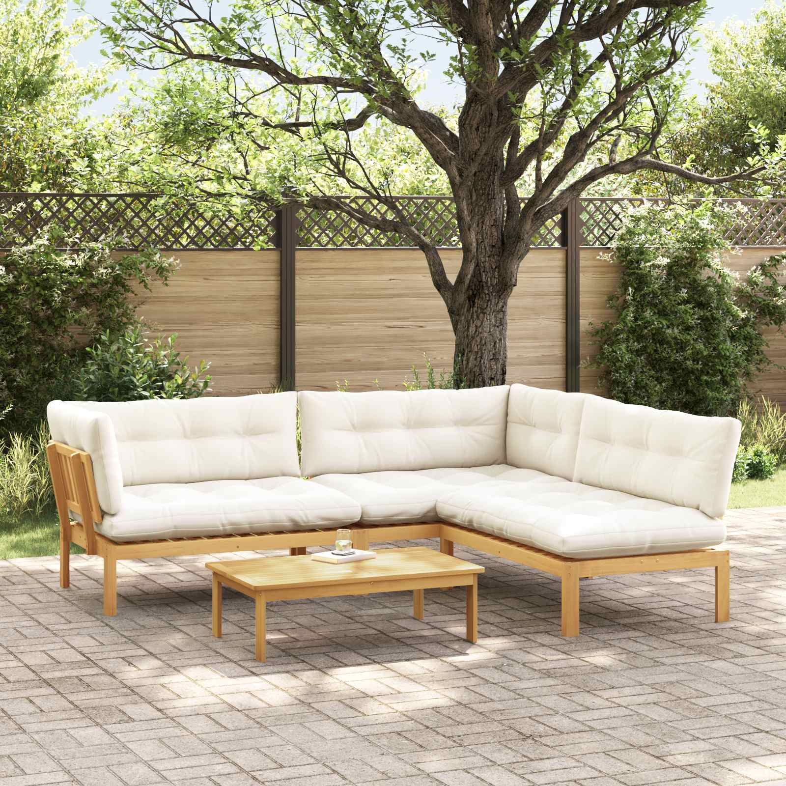4 Stuk Garden Pallet Sofa Units Massief Acaciahout Licht Bruin image 1