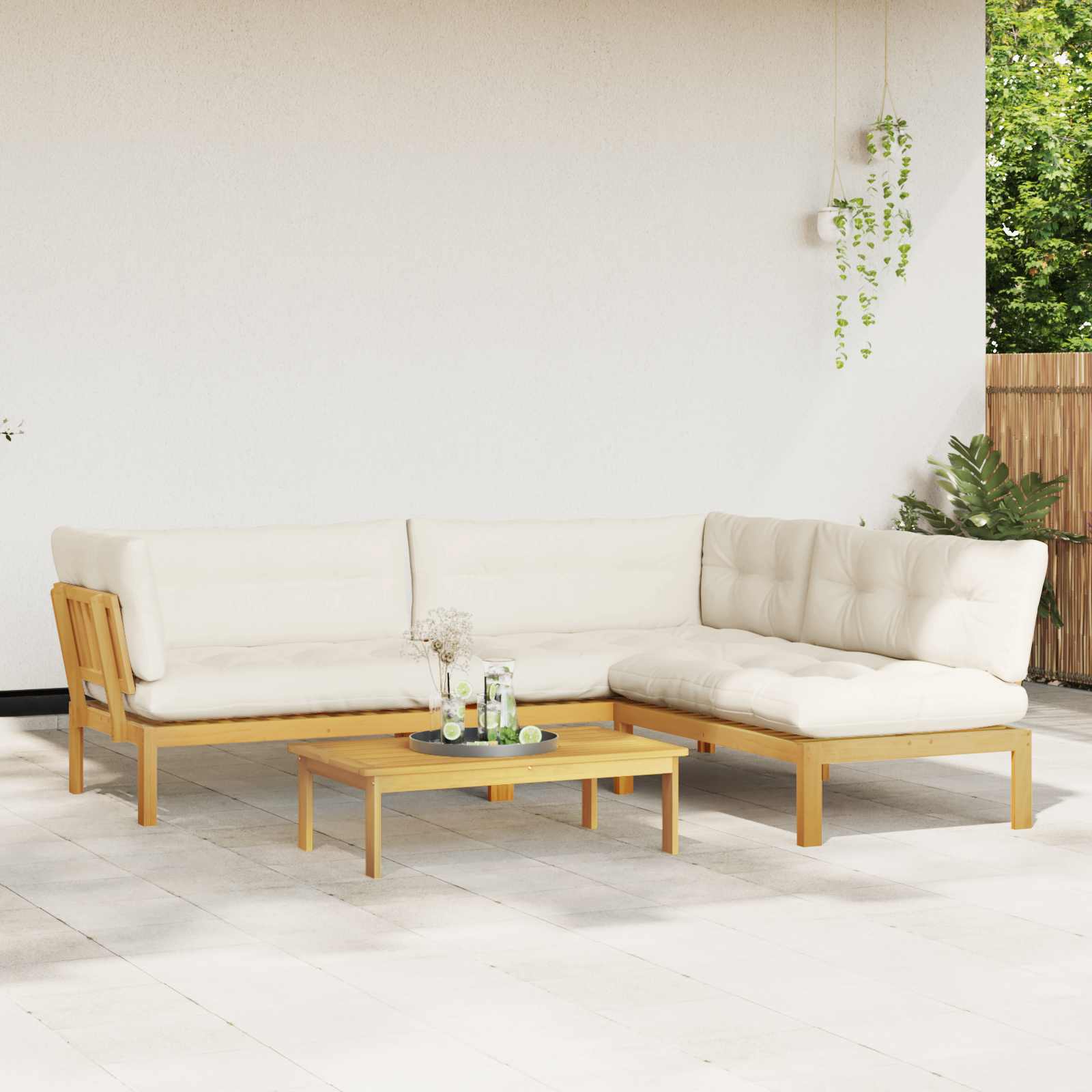 4 Stuk Garden Pallet Sofa Units Massief Acaciahout Licht Bruin image 4