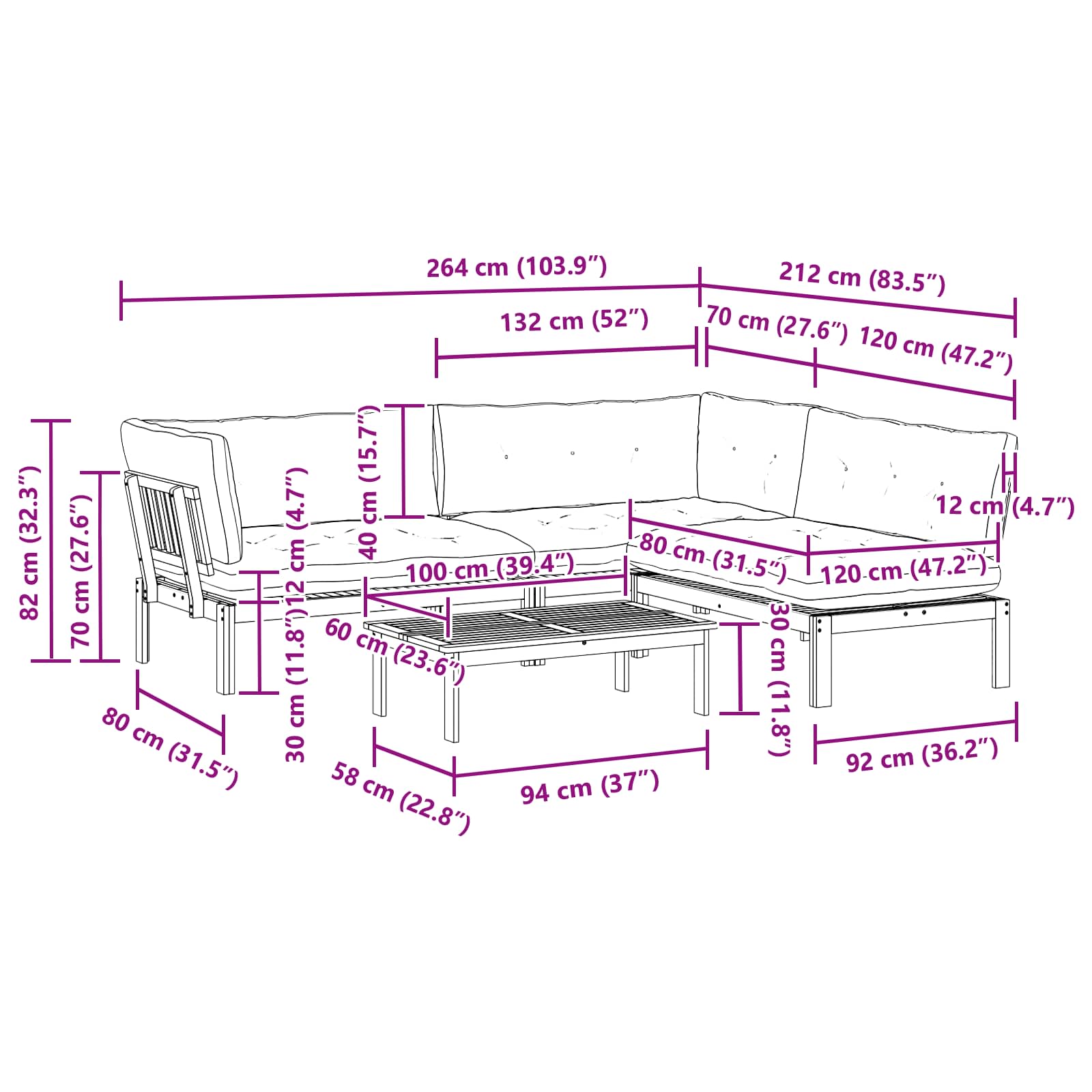 4 Stuk Garden Pallet Sofa Units Massief Acaciahout Licht Bruin image 12