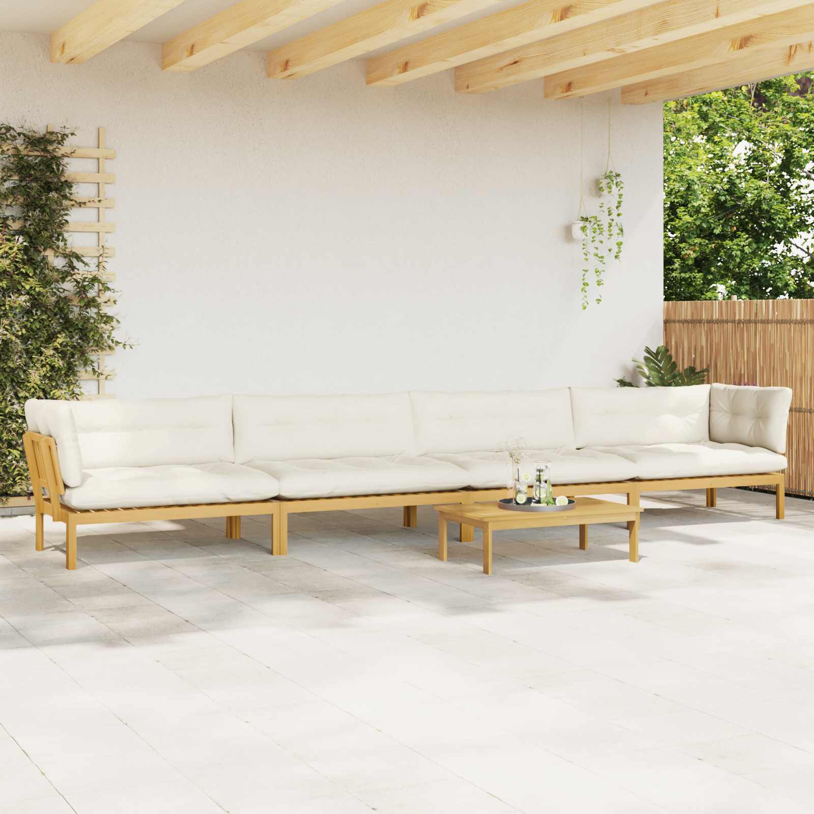 5 Stuk Garden Pallet Sofa Units Massief Acaciahout Licht Bruin image 4