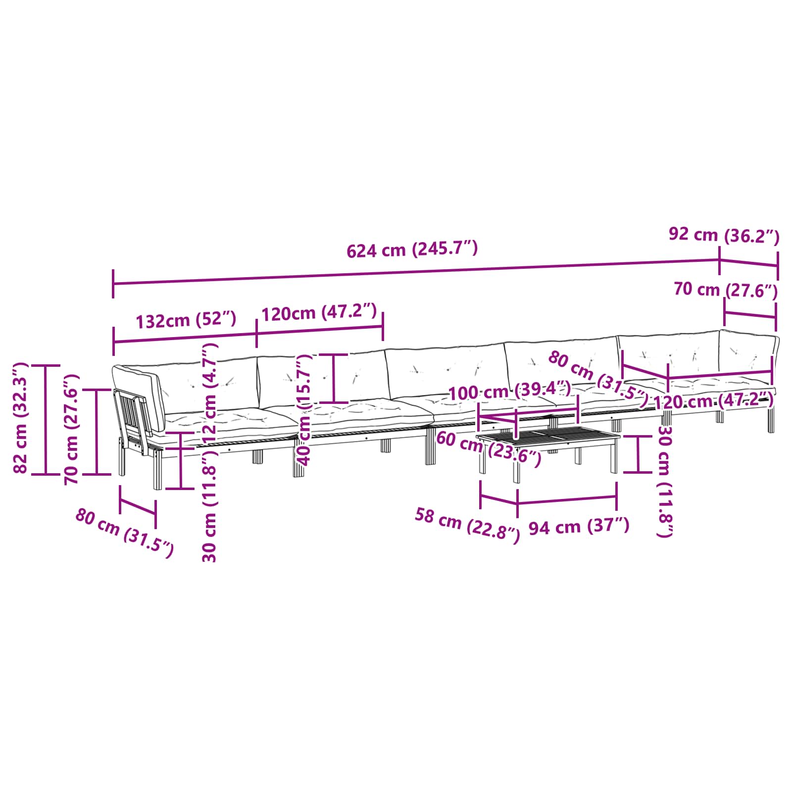 6 Stuk Garden Pallet Sofa Units Massief Acaciahout Licht Bruin image 12