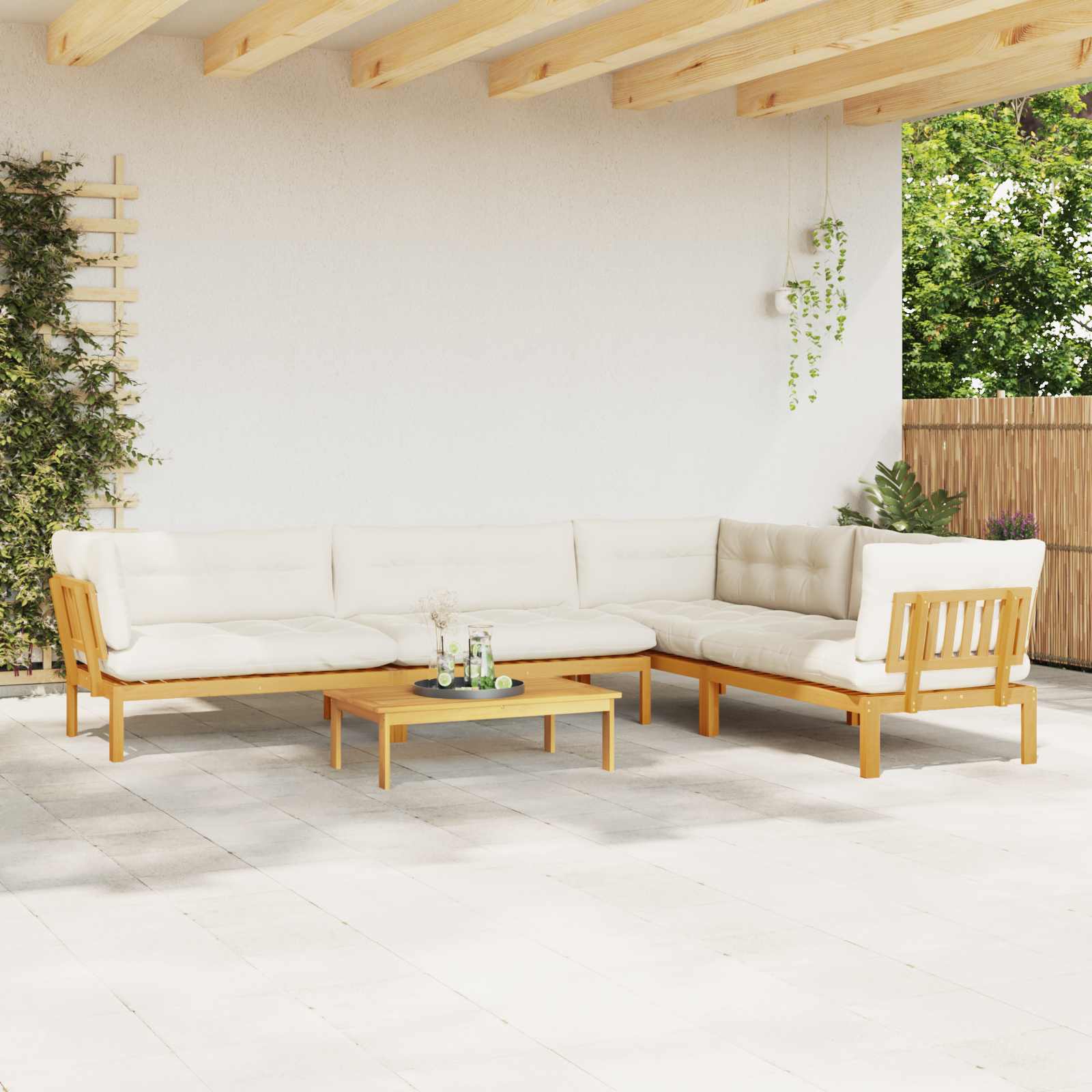 5 Stuk Garden Pallet Sofa Units Massief Acaciahout Licht Bruin image 4