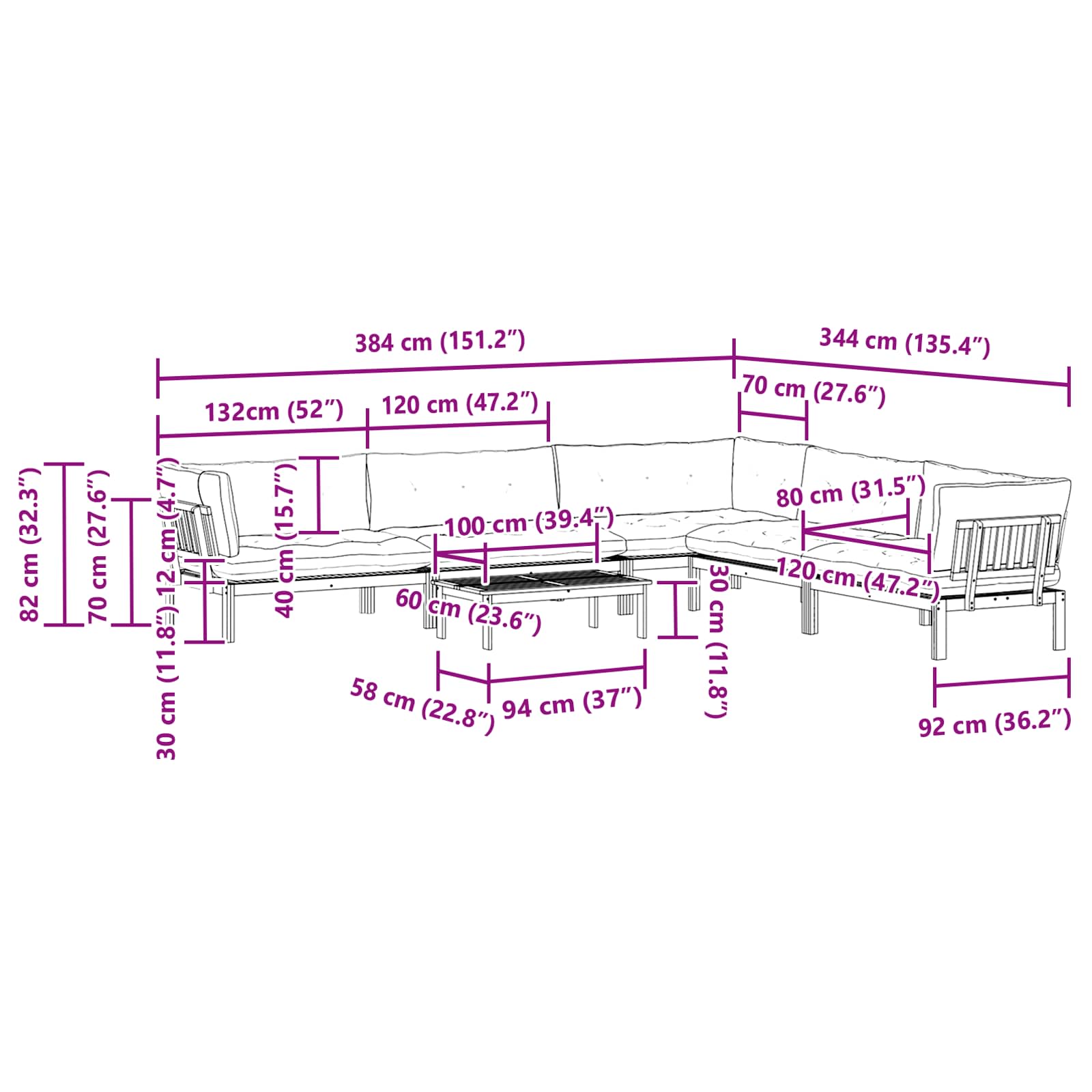 6 Stuk Garden Pallet Sofa Units Massief Acaciahout Licht Bruin image 12