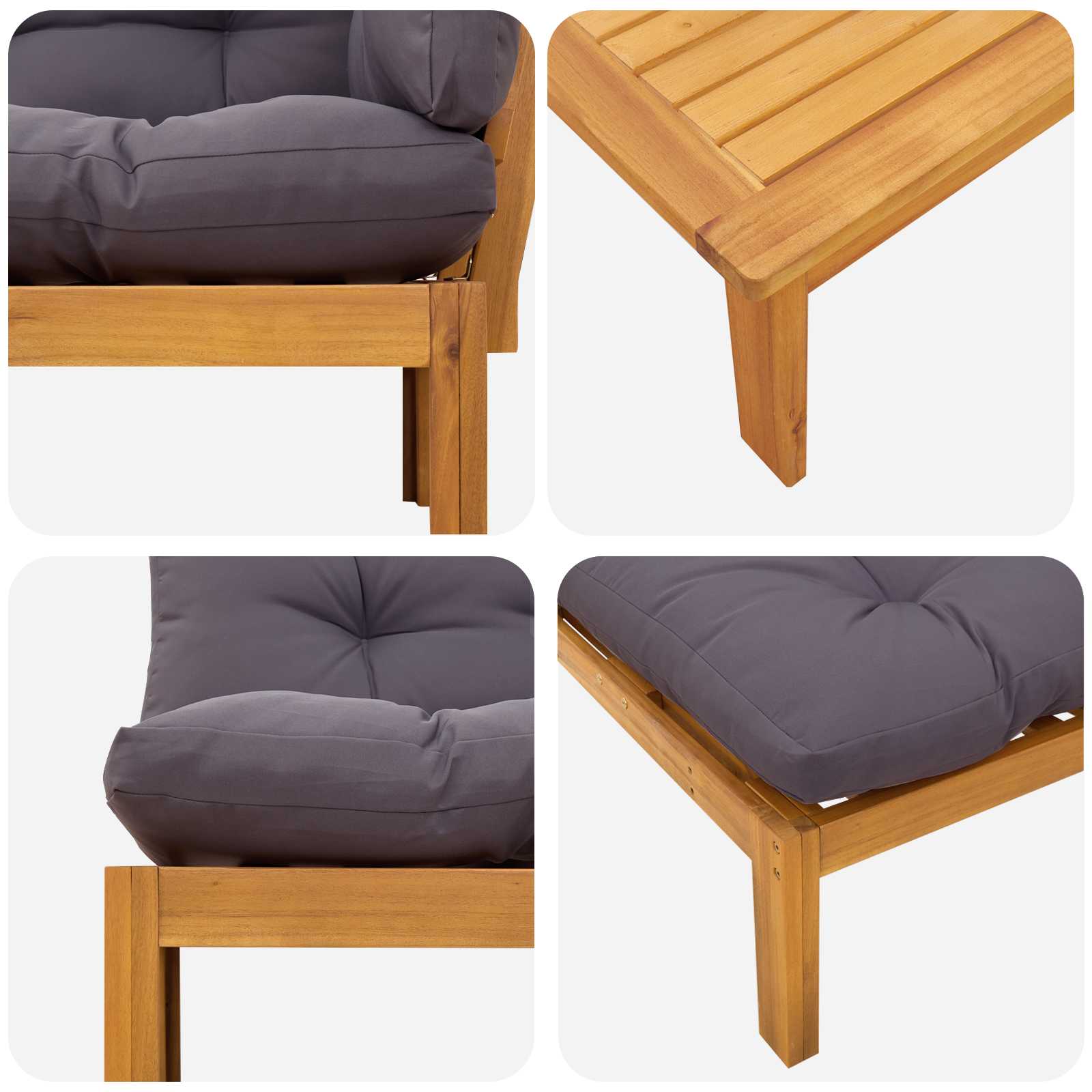 3 Stuk Garden Pallet Sofa Units Massief Acaciahout Naturel image 11