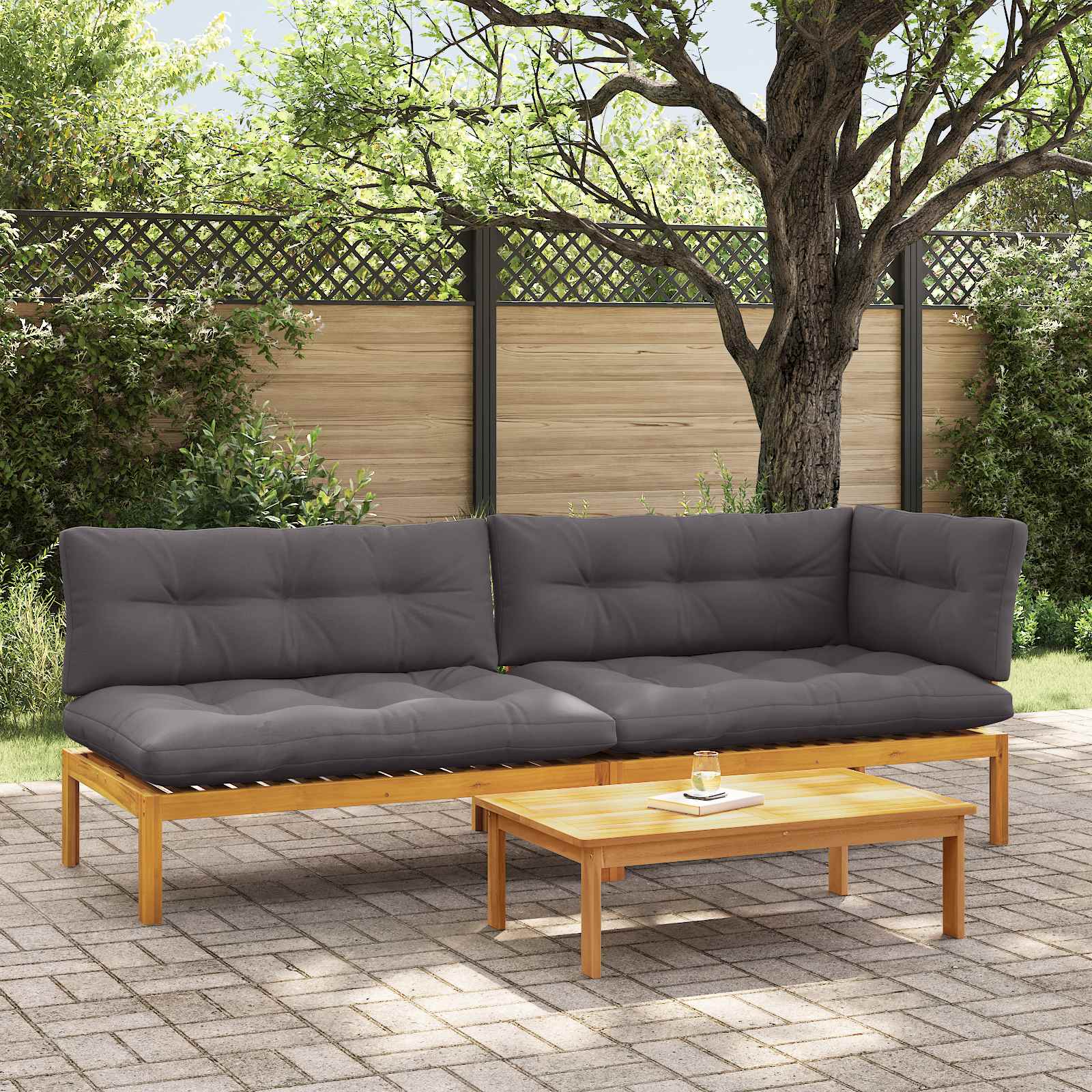 3 Stuk Garden Pallet Sofa Units Massief Acaciahout Naturel image 1