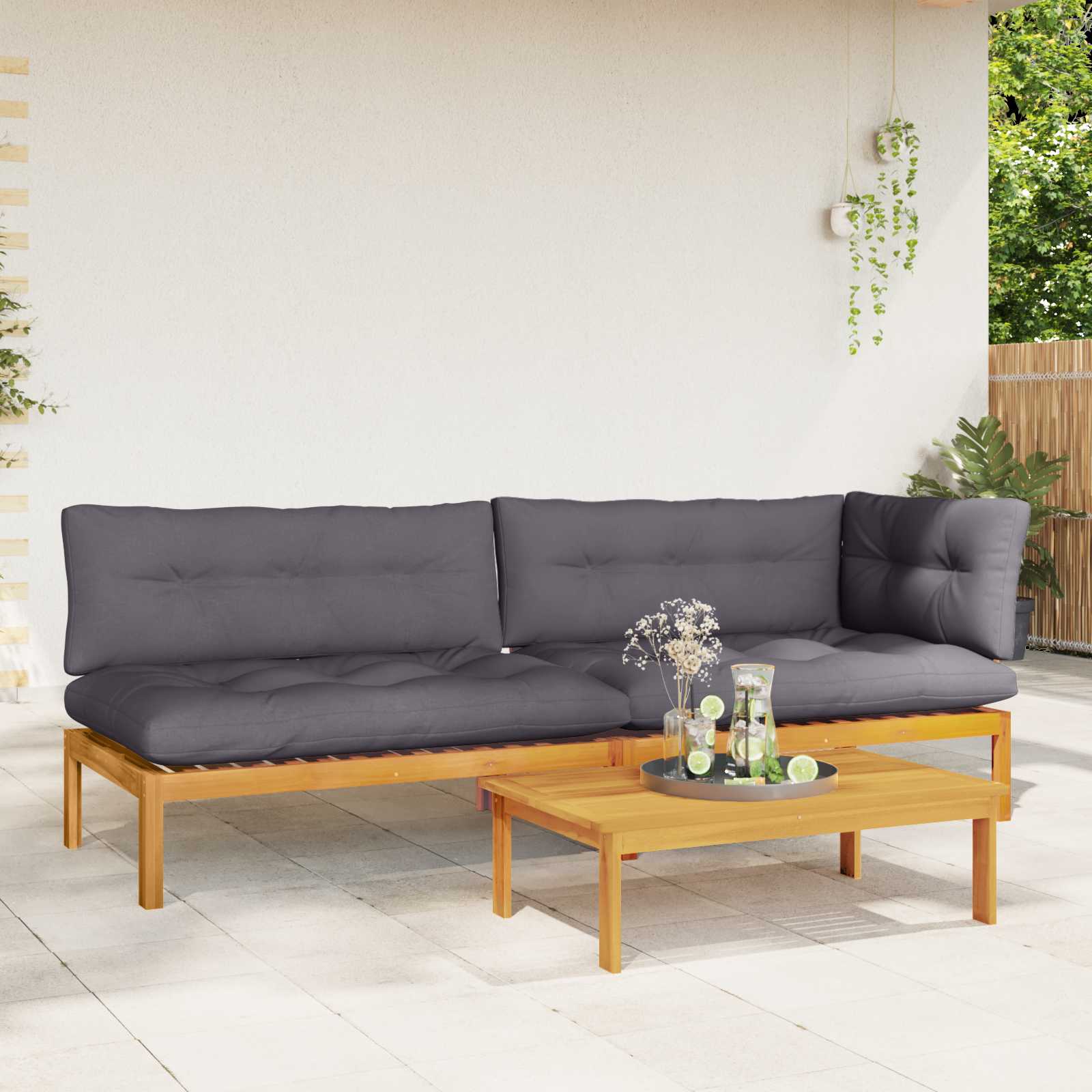 3 Stuk Garden Pallet Sofa Units Massief Acaciahout Naturel image 4