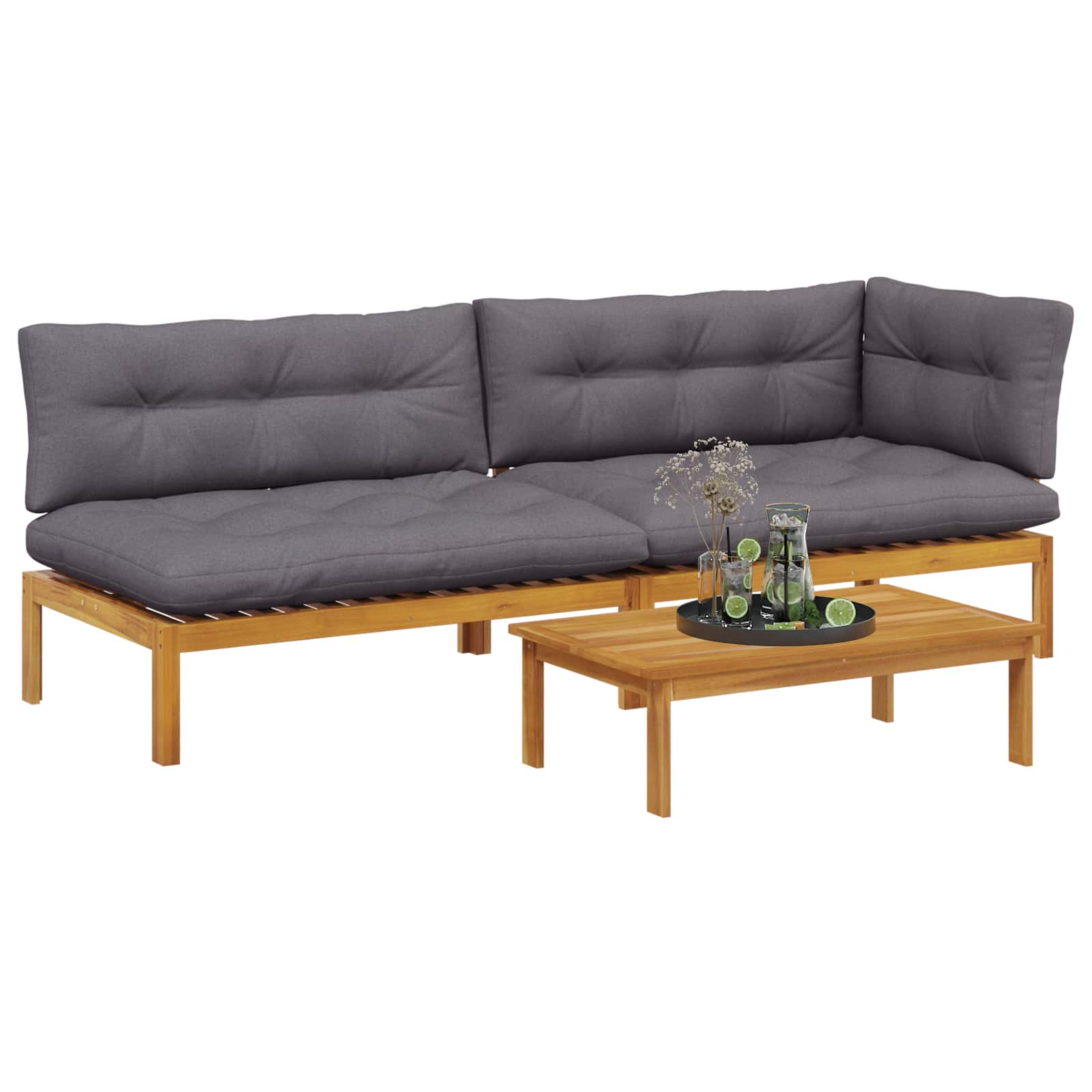 3 Stuk Garden Pallet Sofa Units Massief Acaciahout Naturel image 3