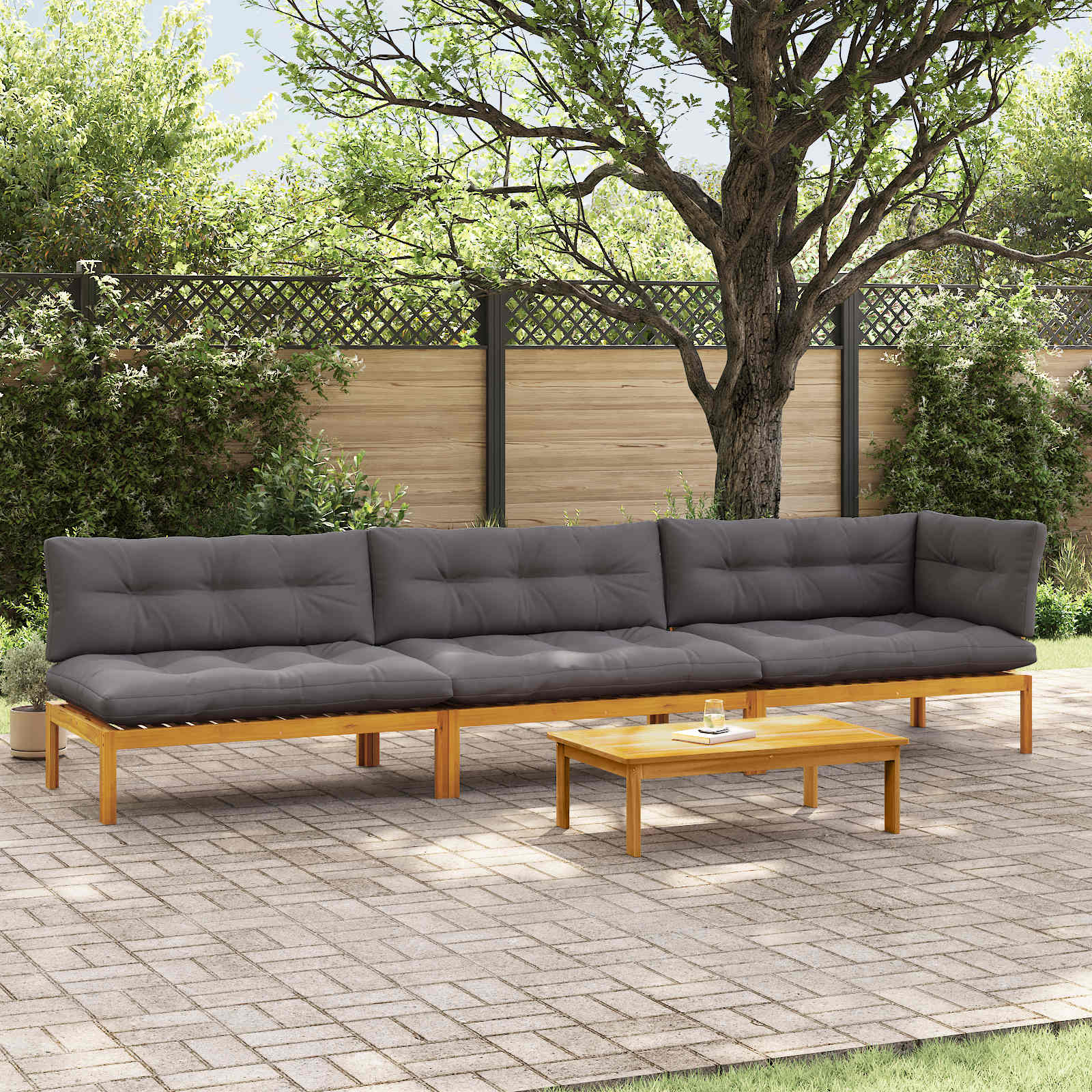 4 Stuk Garden Pallet Sofa Units Massief Acaciahout Naturel image 1