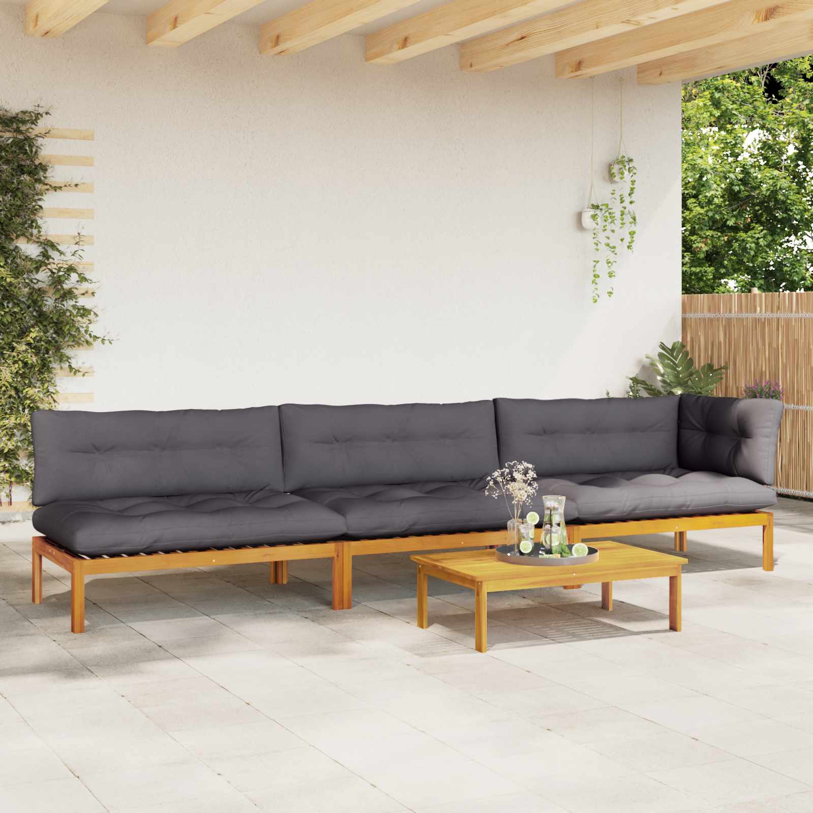 4 Stuk Garden Pallet Sofa Units Massief Acaciahout Naturel image 4