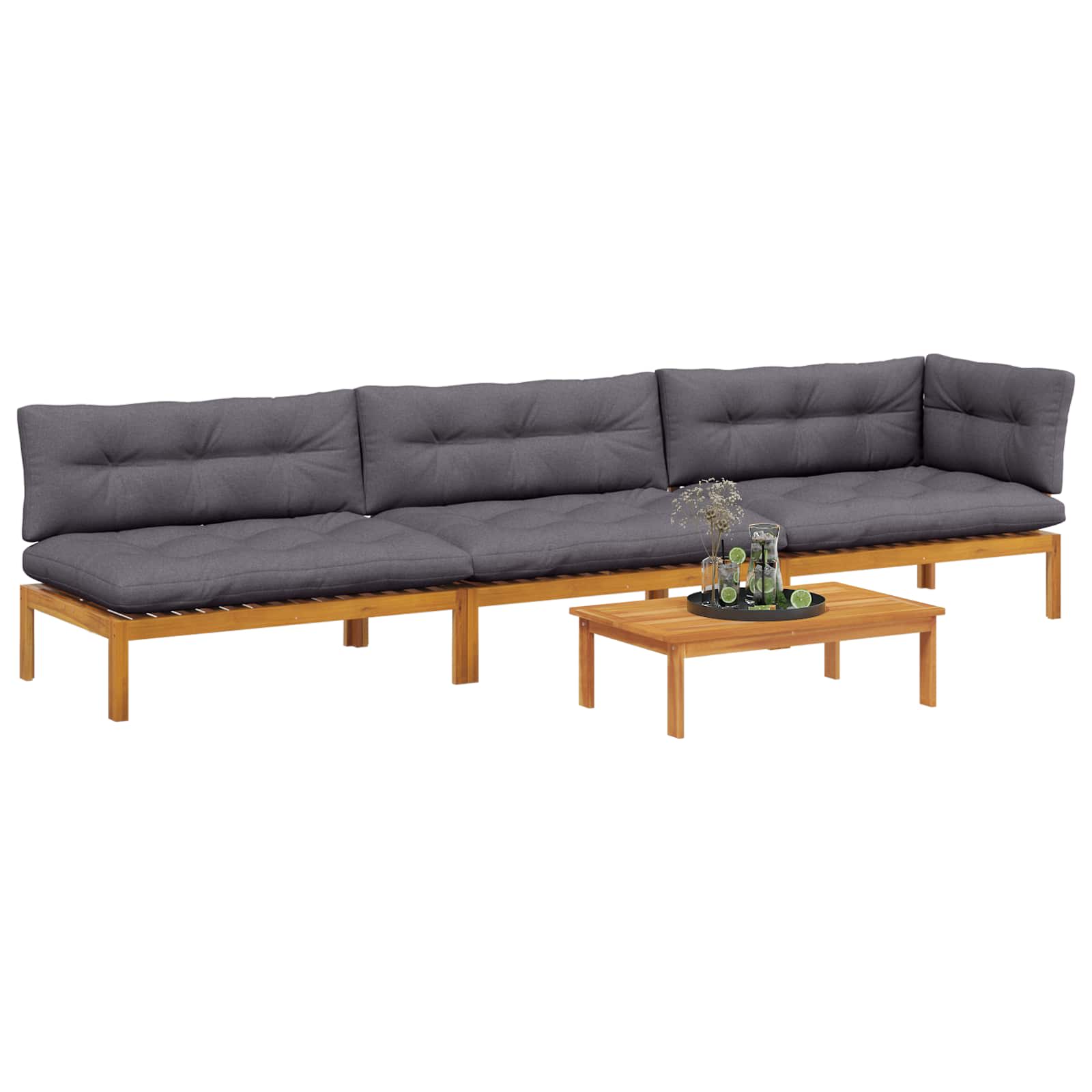 4 Stuk Garden Pallet Sofa Units Massief Acaciahout Naturel image 3