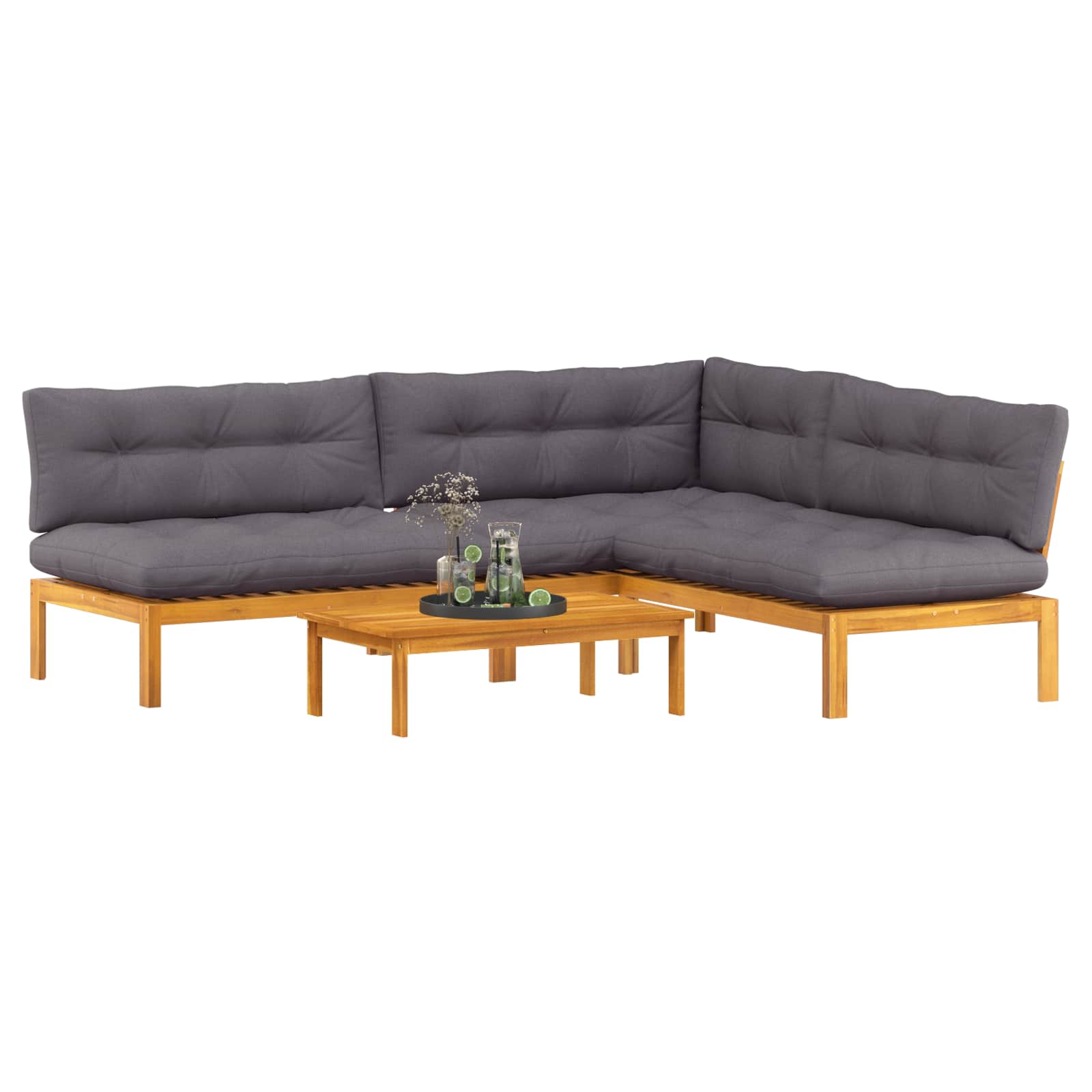 4 Stuk Garden Pallet Sofa Units Massief Acaciahout Naturel image 3