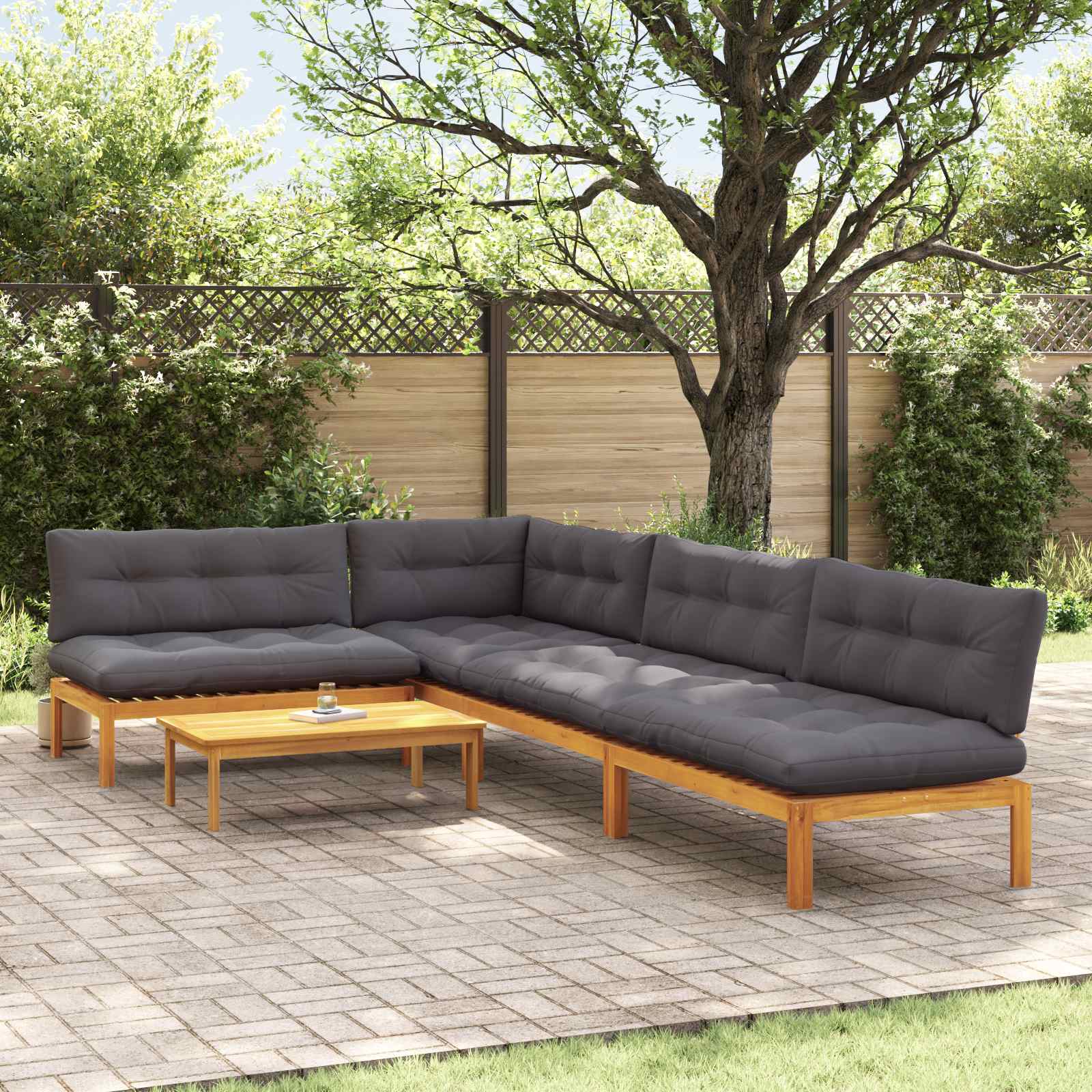 5 Stuk Garden Pallet Sofa Units Massief Acaciahout Naturel image 1