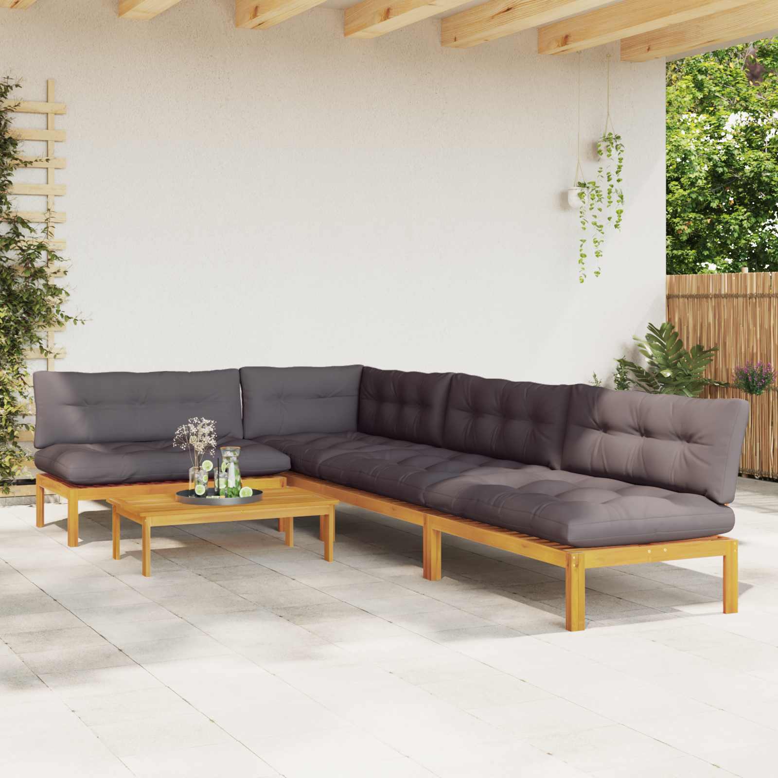 5 Stuk Garden Pallet Sofa Units Massief Acaciahout Naturel image 4