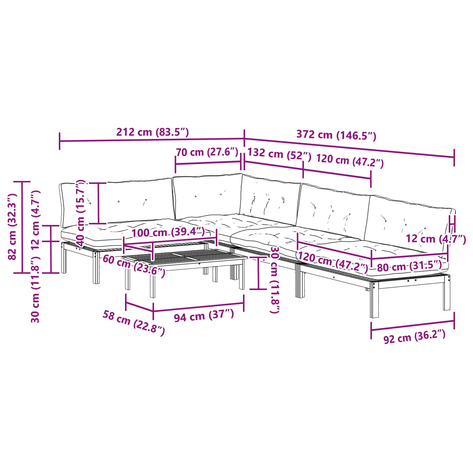 5 Stuk Garden Pallet Sofa Units Massief Acaciahout Naturel image 12