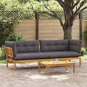 Enote vrtne pallet sedeža 2 Kos Naravna in temno siva