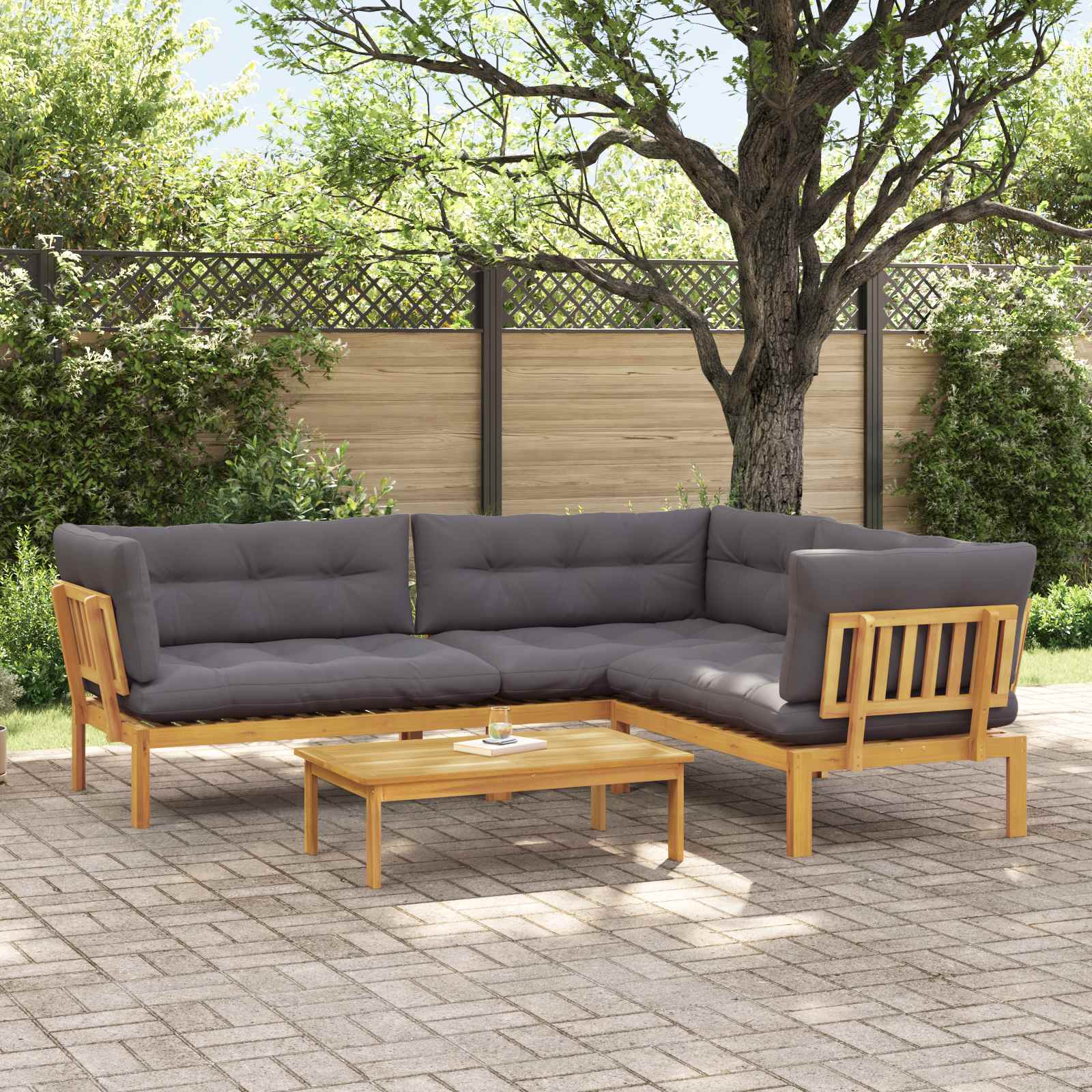 4 Stuk Garden Pallet Sofa Units Massief Acaciahout Naturel image 1