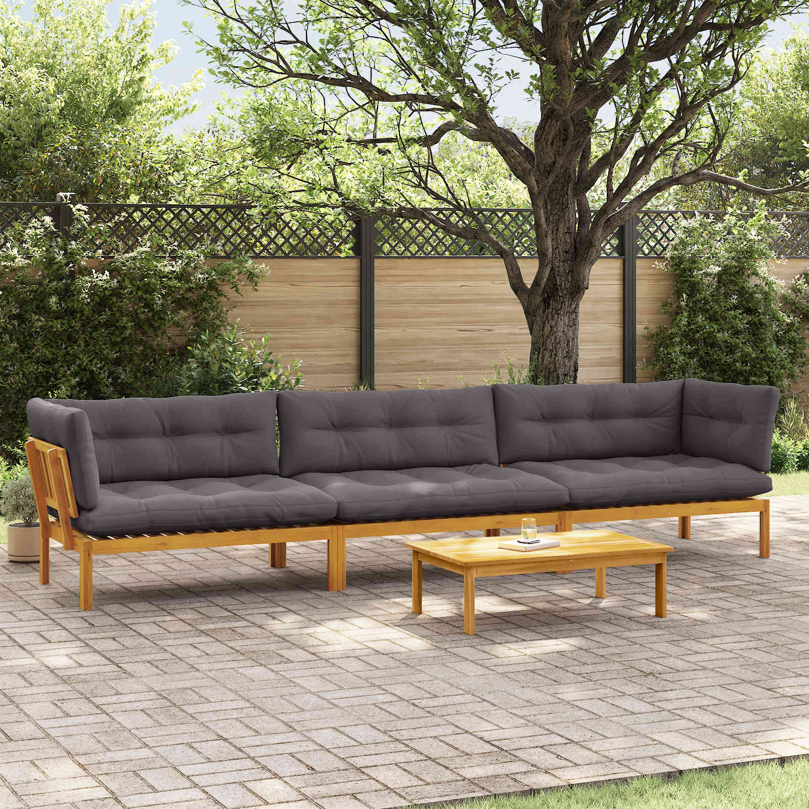 4 Stuk Garden Pallet Sofa Units Massief Acaciahout Naturel image 1