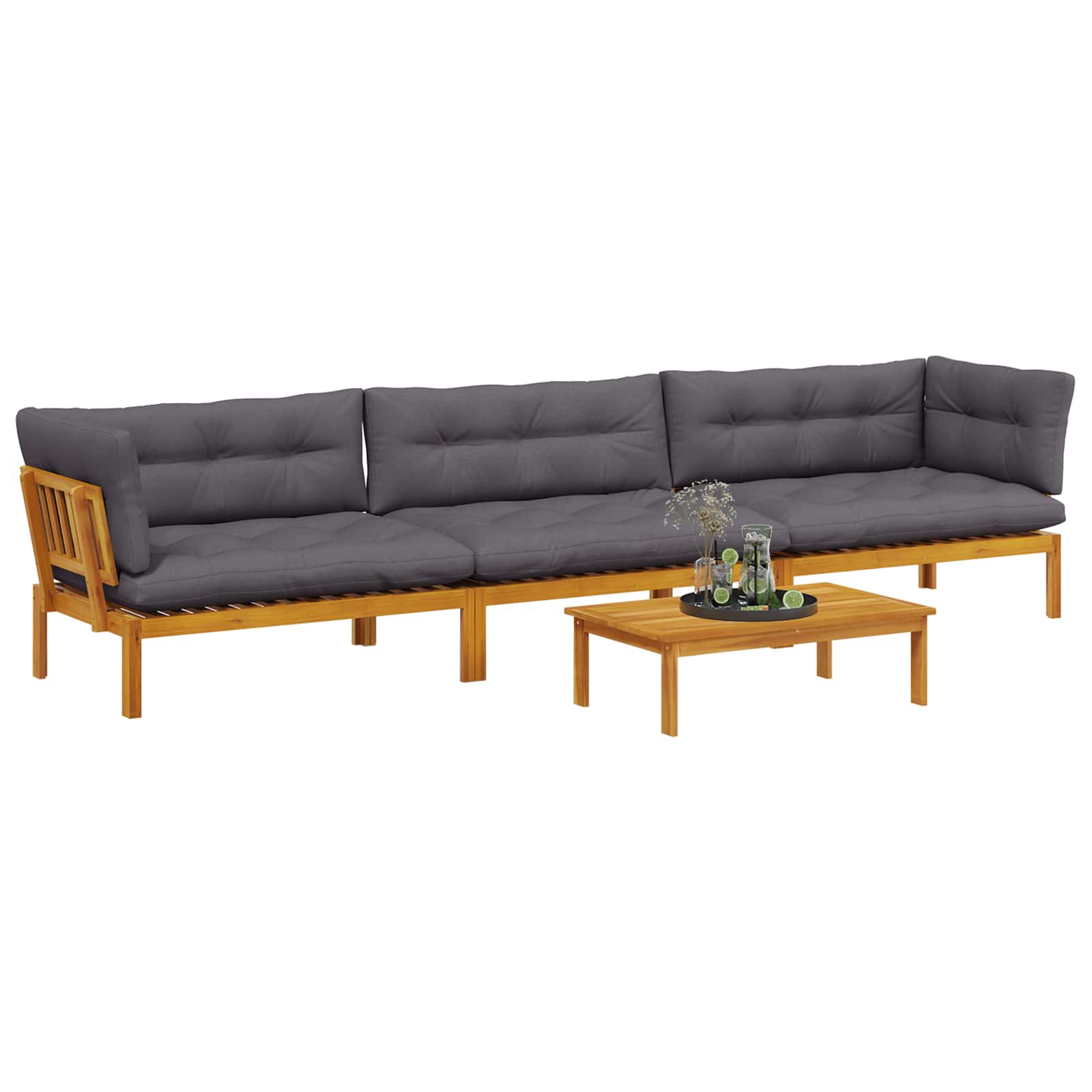 4 Stuk Garden Pallet Sofa Units Massief Acaciahout Naturel image 3