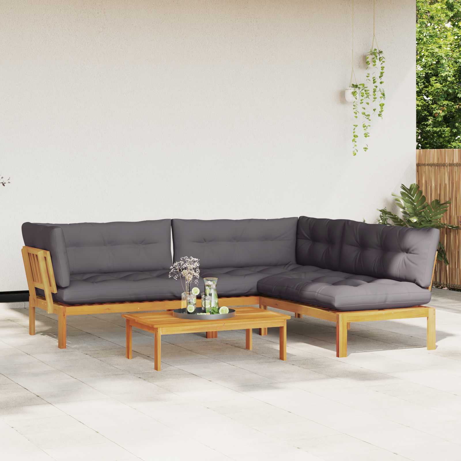 4 Stuk Garden Pallet Sofa Units Massief Acaciahout Naturel image 4