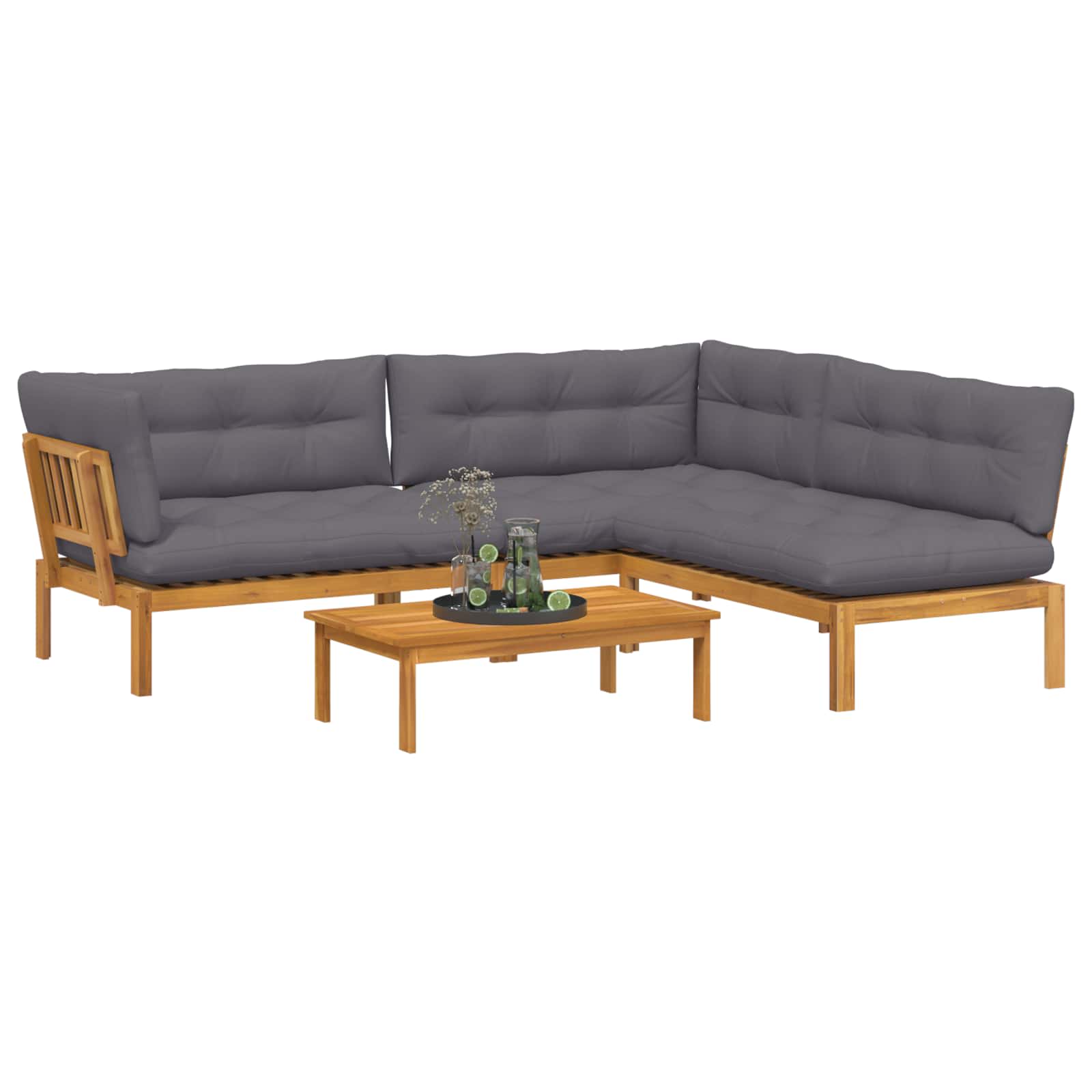 4 Stuk Garden Pallet Sofa Units Massief Acaciahout Naturel image 3