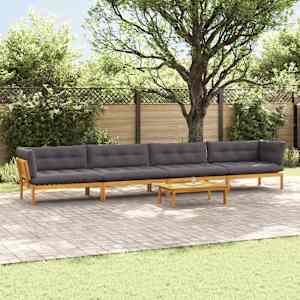 5 Kos Enote vrtne pallet sedeža Masiven les akacije Naravna