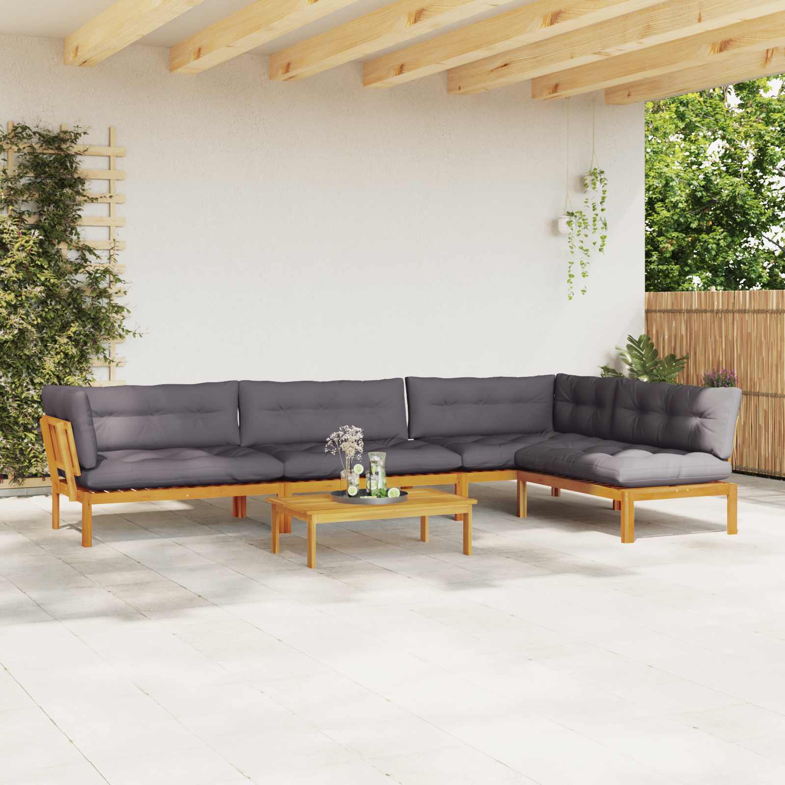 5 Stuk Garden Pallet Sofa Units Massief Acaciahout Naturel image 4