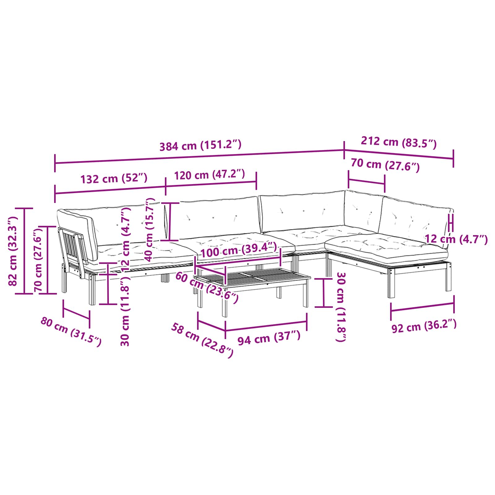 5 Stuk Garden Pallet Sofa Units Massief Acaciahout Naturel image 12