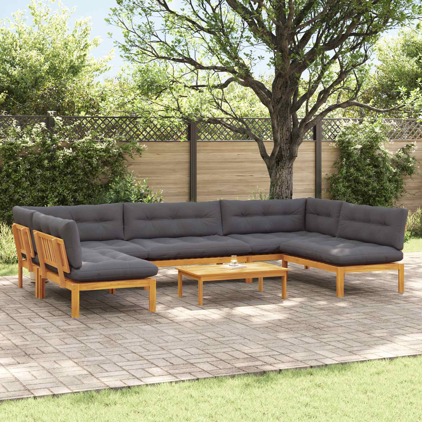 6 Stuk Garden Pallet Sofa Units Massief Acaciahout Naturel image 1