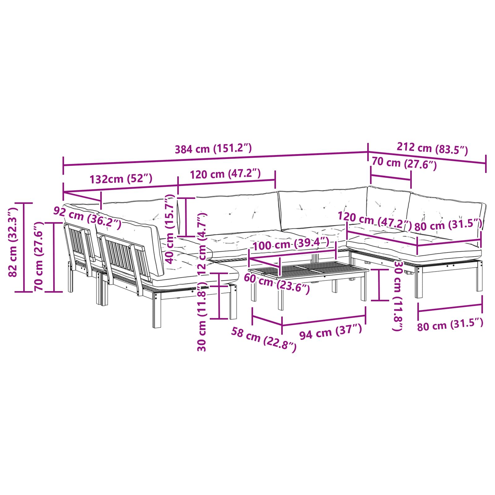6 Stuk Garden Pallet Sofa Units Massief Acaciahout Naturel image 12