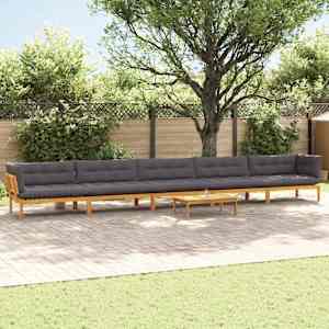 6 Kos Enote vrtne pallet sedeža Masiven les akacije Naravna