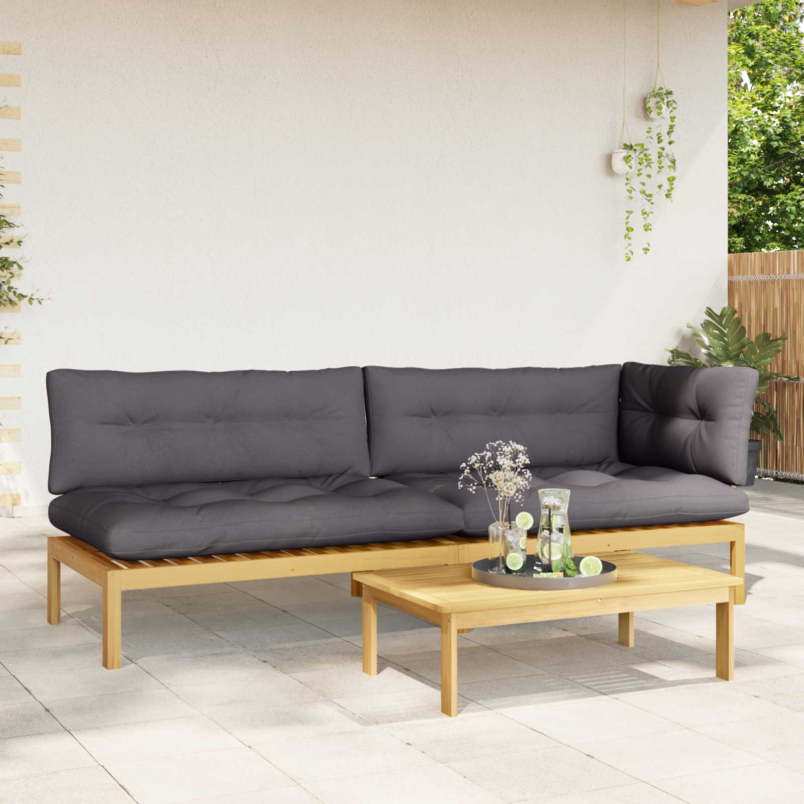 3 Stuk Garden Pallet Sofa Units Massief Acaciahout Licht Bruin image 4