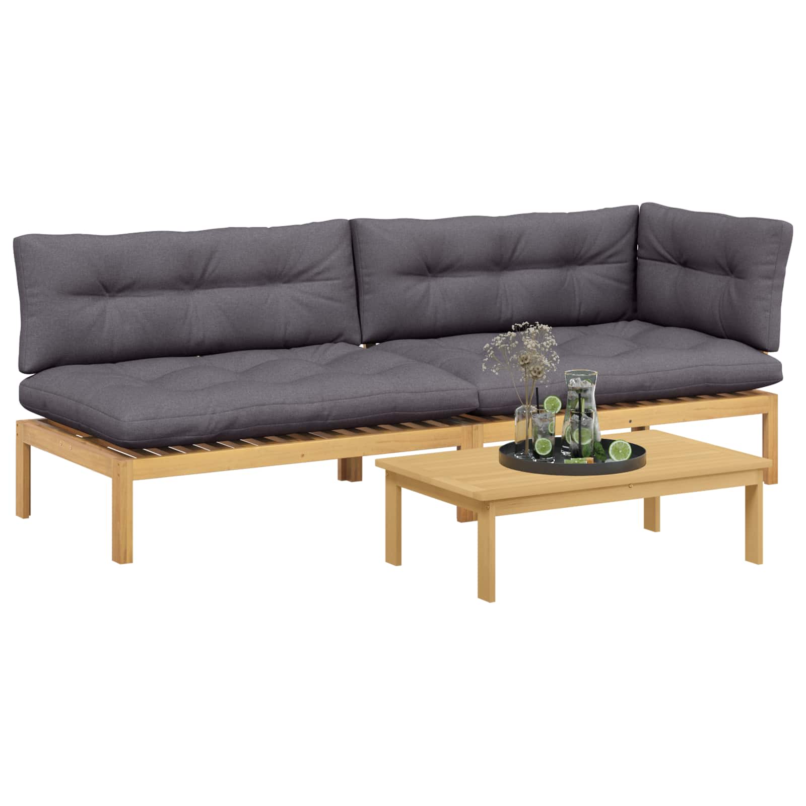 3 Stuk Garden Pallet Sofa Units Massief Acaciahout Licht Bruin image 3