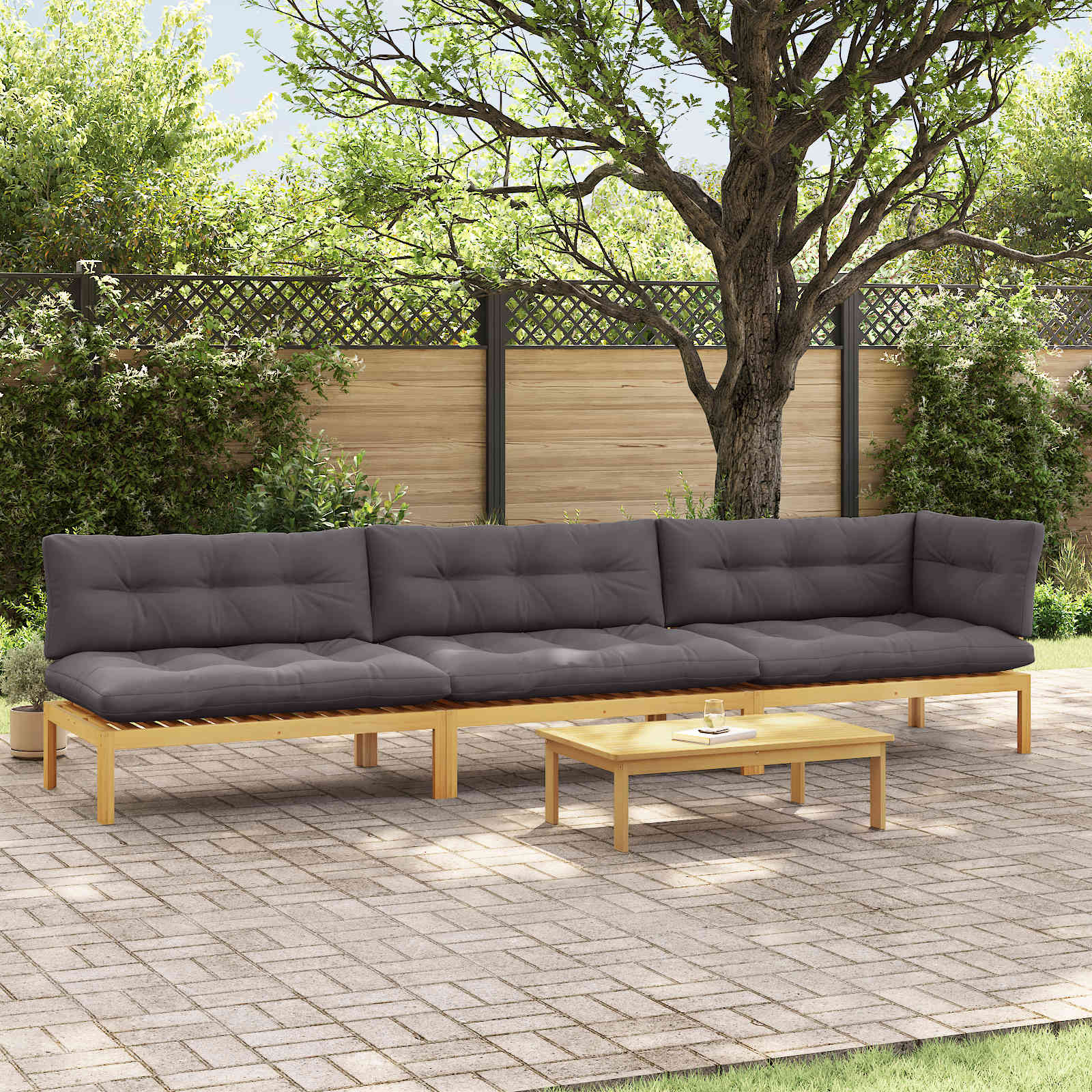 4 Stuk Garden Pallet Sofa Units Massief Acaciahout Licht Bruin image 1